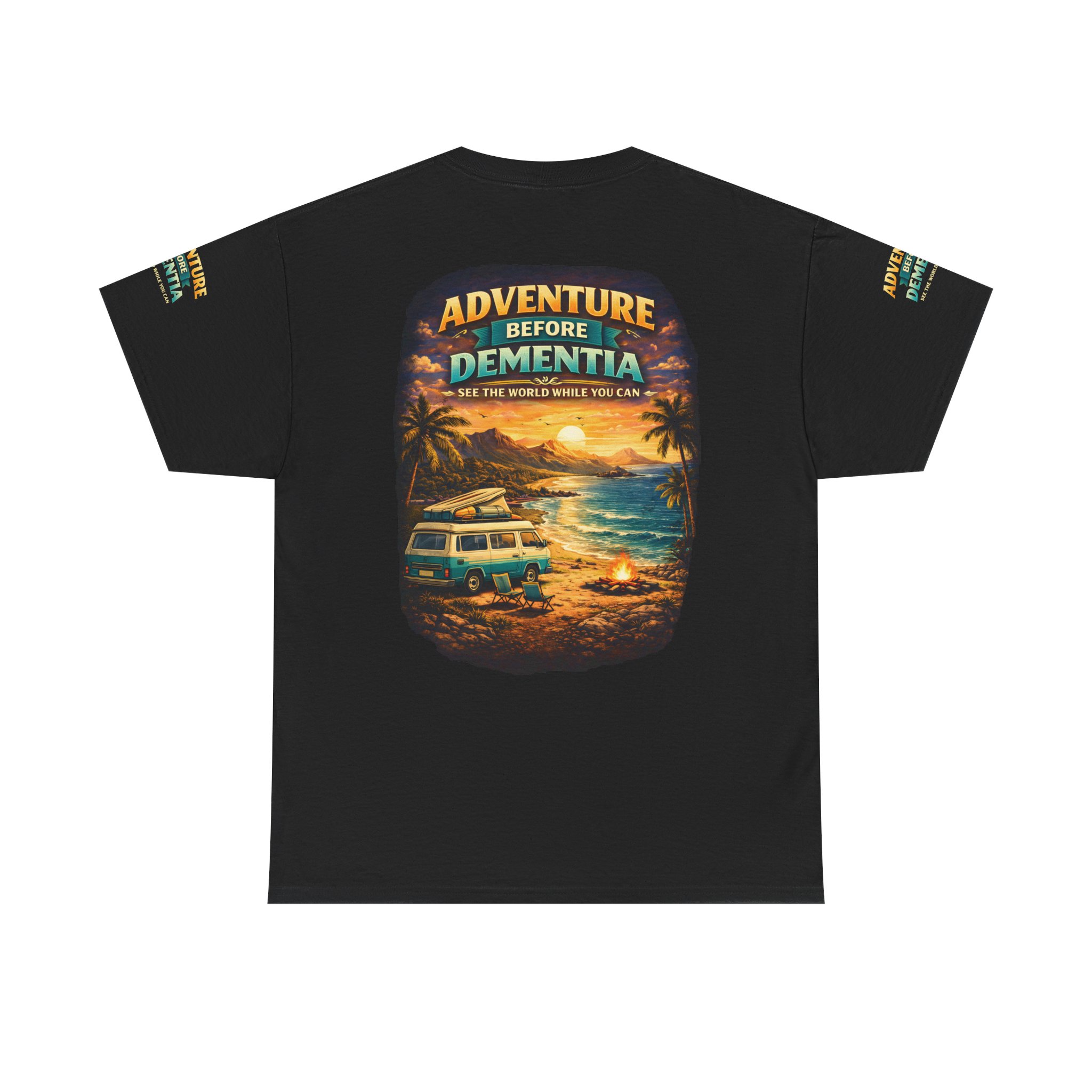 Unisex Heavy Cotton Tee — "Adventure Before Dementia" Design Scenic-Line