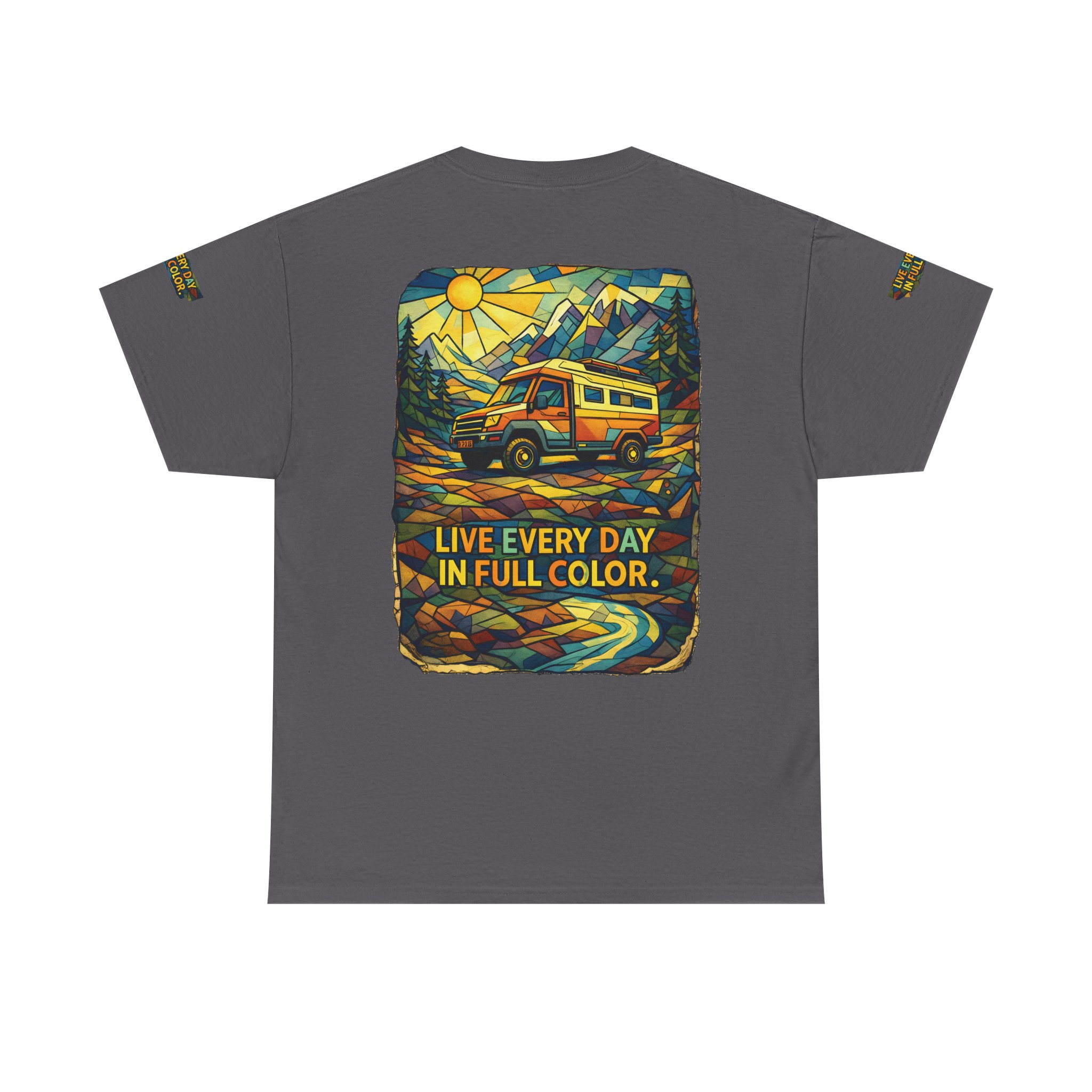 1108273692322934328_2048.jpeg Unisex Heavy Cotton Tee — "Live Life Every Day In Full Color" Design Cubic-Line