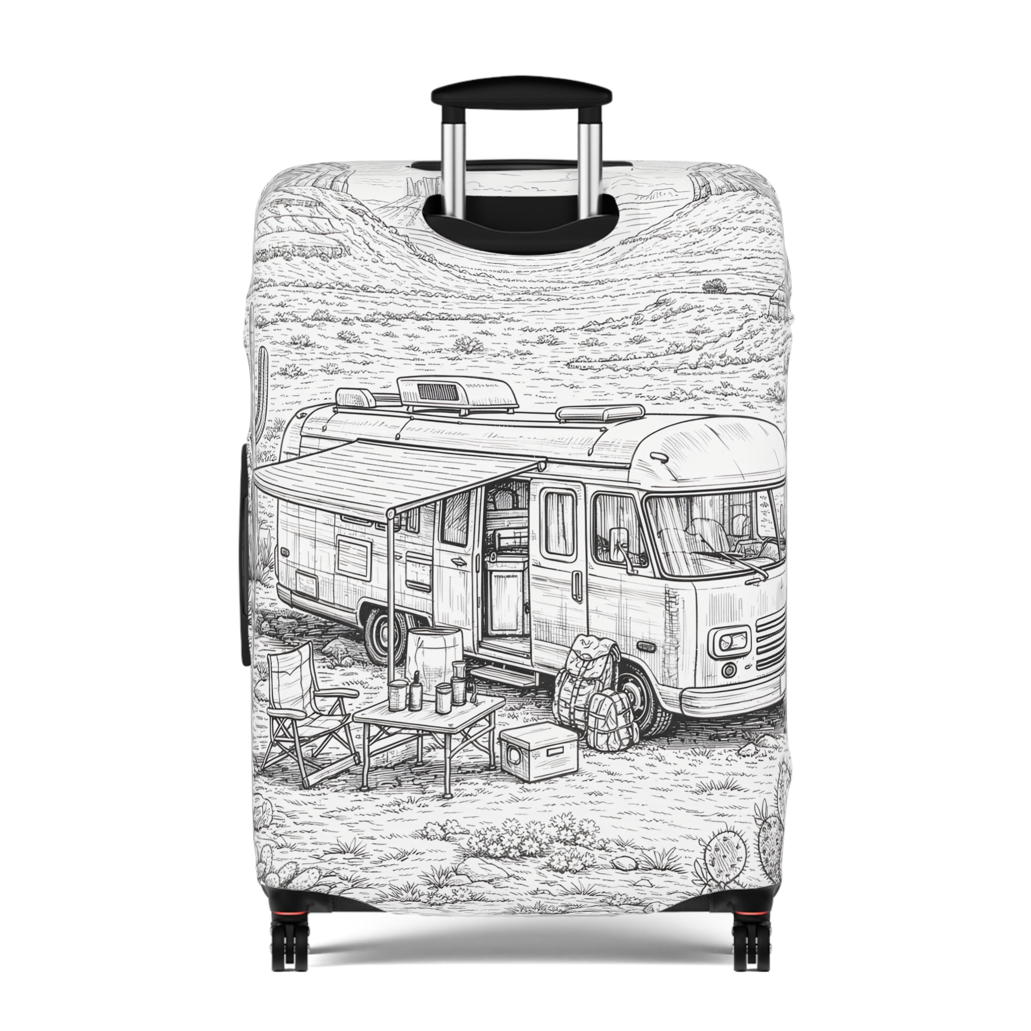 11083482200901539373_2048.jpeg Luggage Cover — Adventure Camper Sketch Travel Suitcase