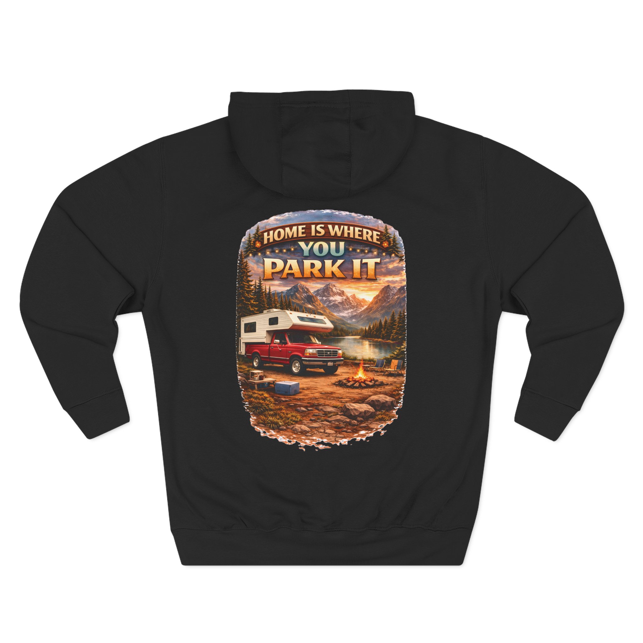 11085304183183498530_2048.jpeg Three-Panel Fleece Hoodie - "Home Is Where You Park It" Design Scenic-Line