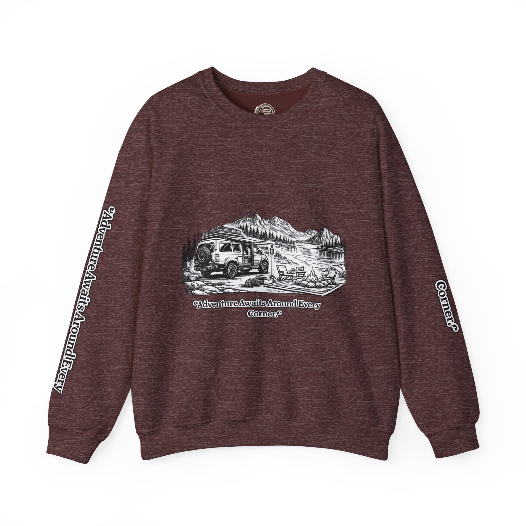 11085832580959578765_2048.jpeg Unisex Heavy Blend™ Crewneck Sweatshirt — "Adventure Awaits Around Every Corner" Design Minimal-Line