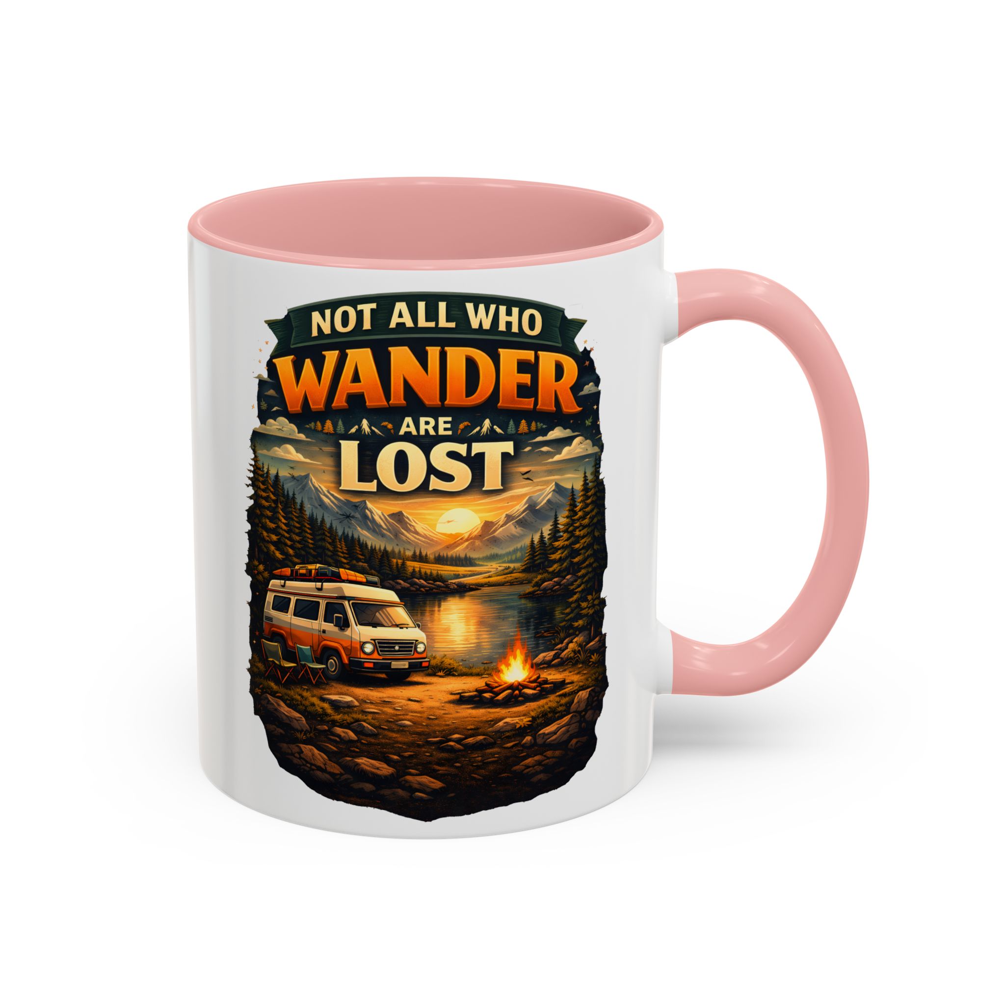 Accent Coffee Mug (11, 15oz) — "Not All Who Wander Are Lost" Design Scenic-Line