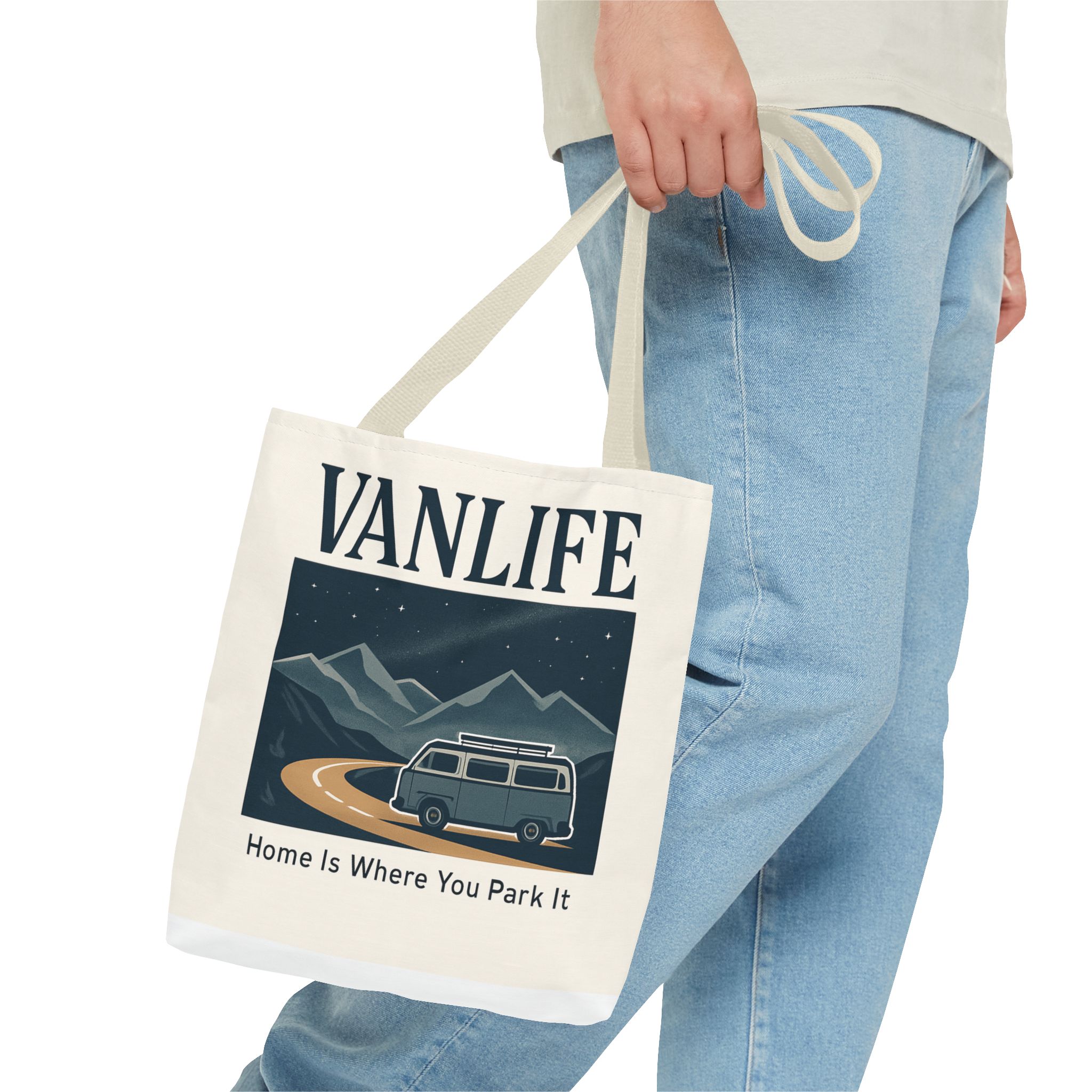 Vanlife Tote Bag — "Vanlife - Home Is Where You Park It" Campervan Beach/Adventure Tote