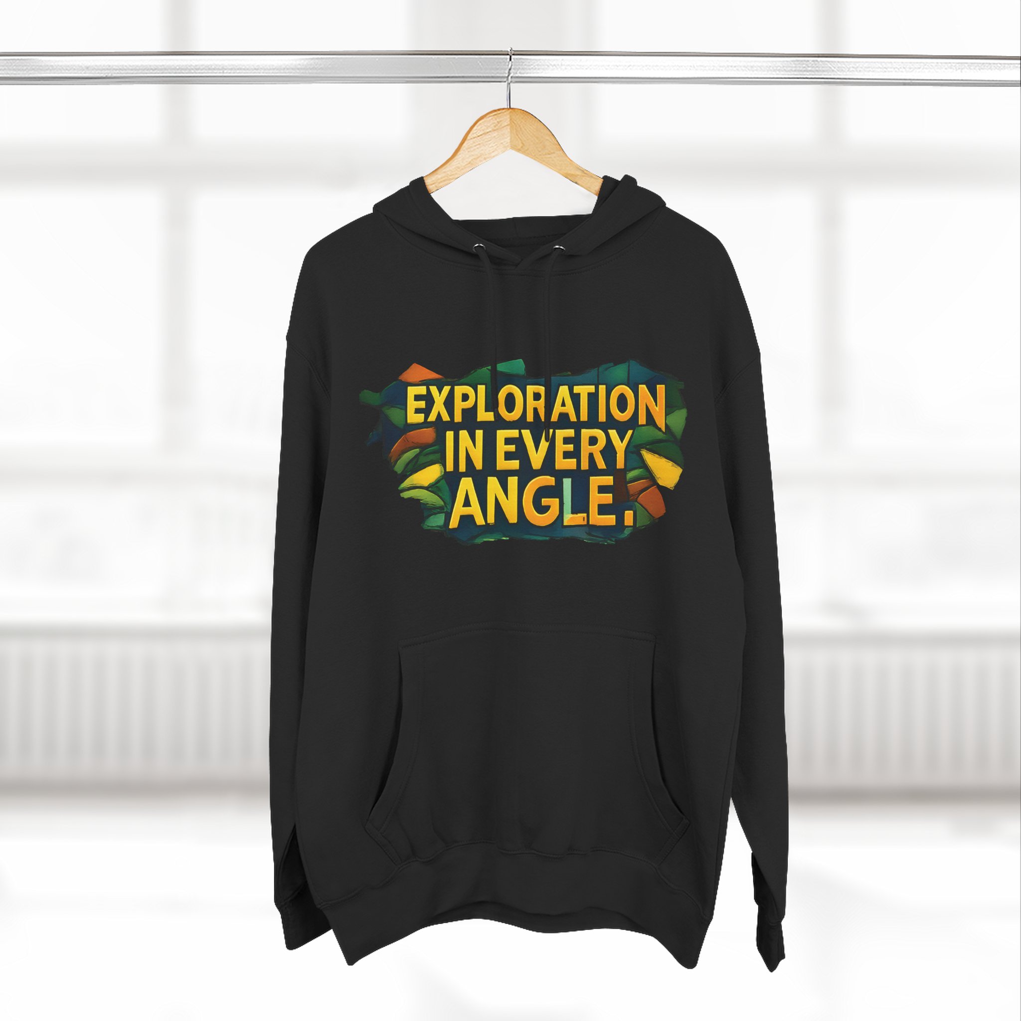 Three-Panel Fleece Hoodie - "Exploration In Every Angle" Design Cubic-Line