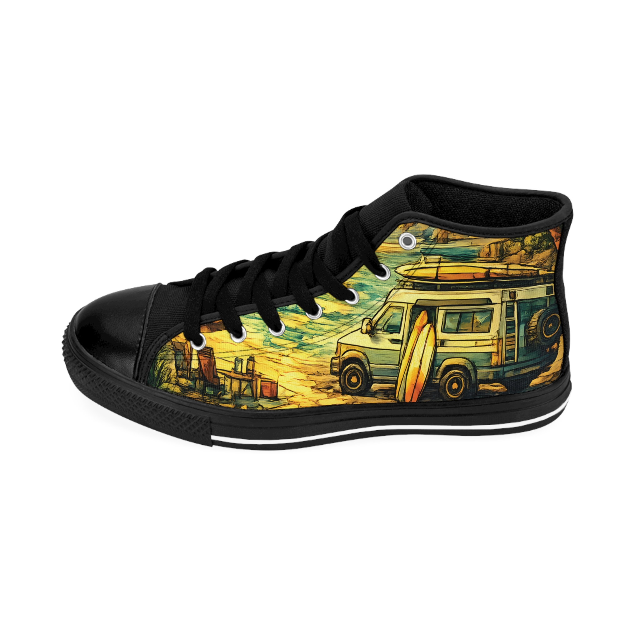Men's High Top Sneakers — Outdoor Roadtrip Shoes (Design Cubic-Line)