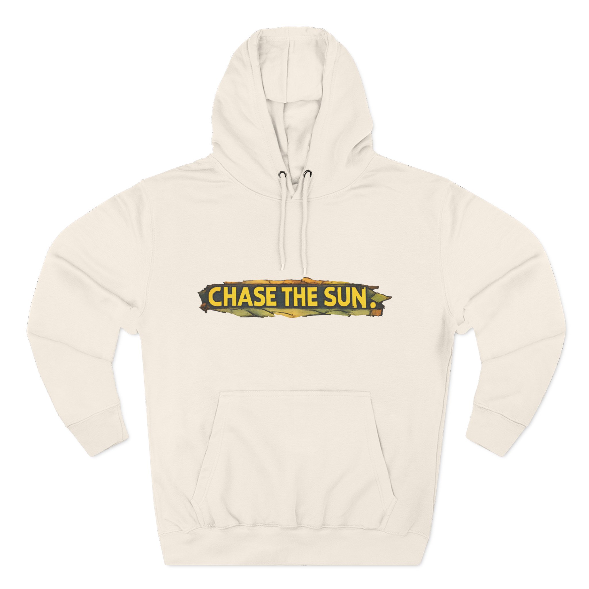 Three-Panel Fleece Hoodie - "Chase The Sun" Design Cubic-Line