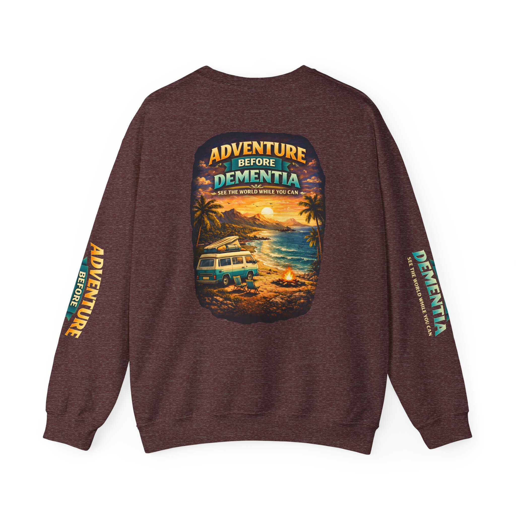 Unisex Heavy Blend™ Crewneck Sweatshirt — "Adventure Before Dementia" Design Scenic-Line