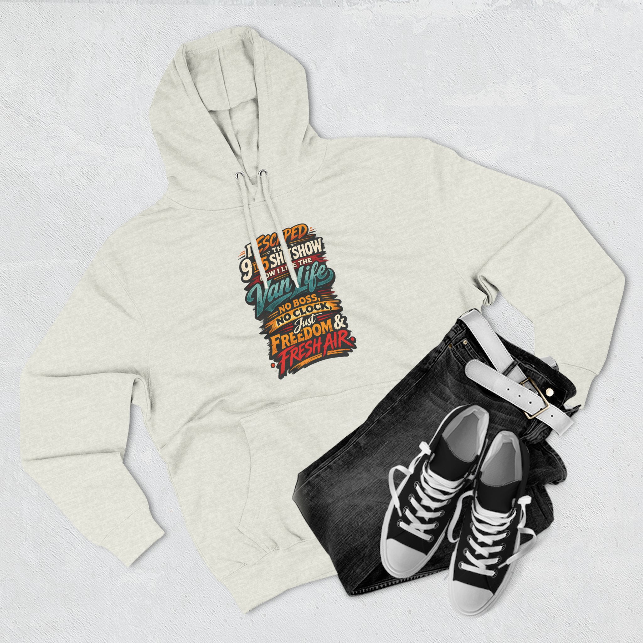 11102348396699273566_2048.jpeg Three-Panel Fleece Hoodie - "I Escaped The 9 To 5" Design F**K-Line