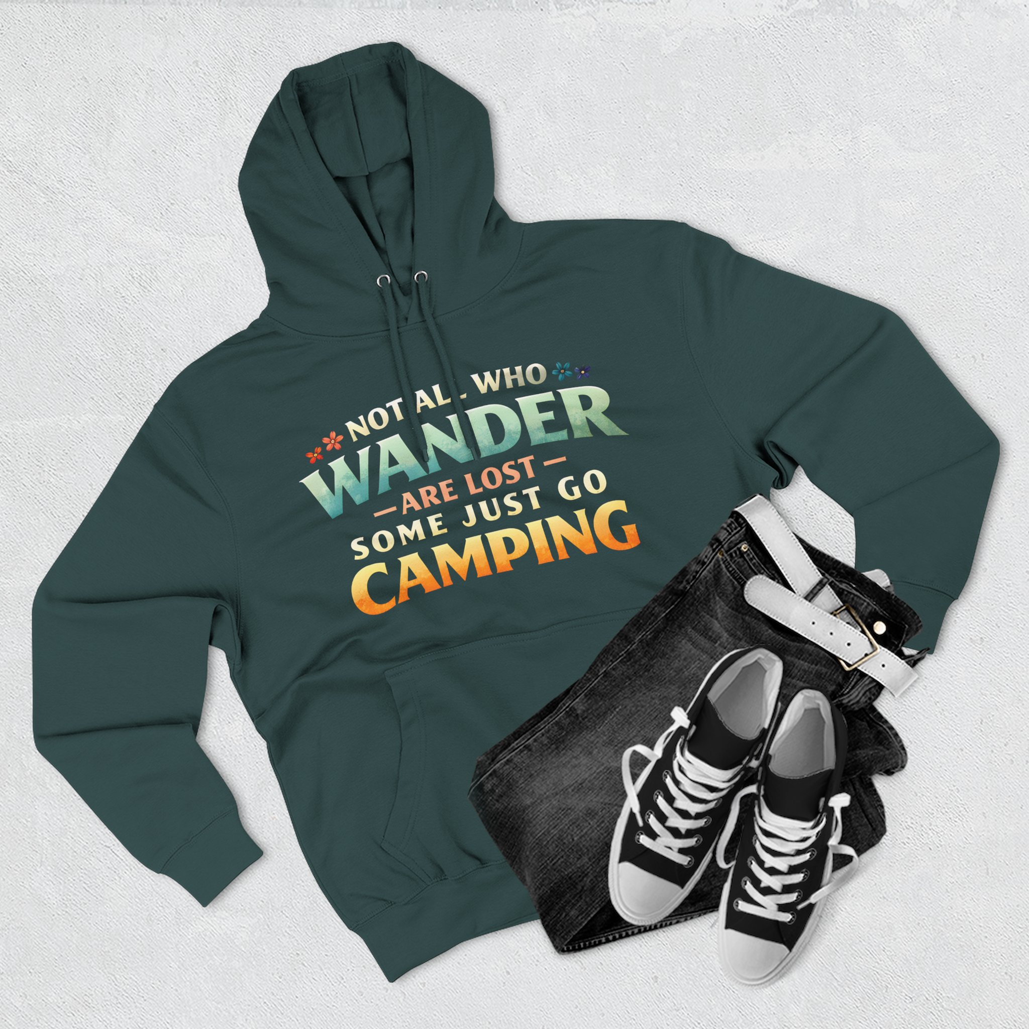 Three-Panel Fleece Hoodie - "Not All Who Wander Are Lost " Design Scenic-Line