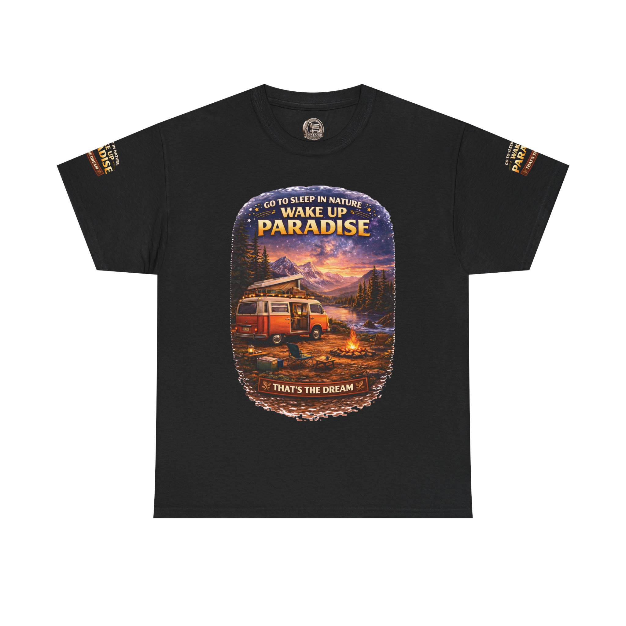 Unisex Heavy Cotton Tee — "Go Sleep In Nature" Design Scenic-Line