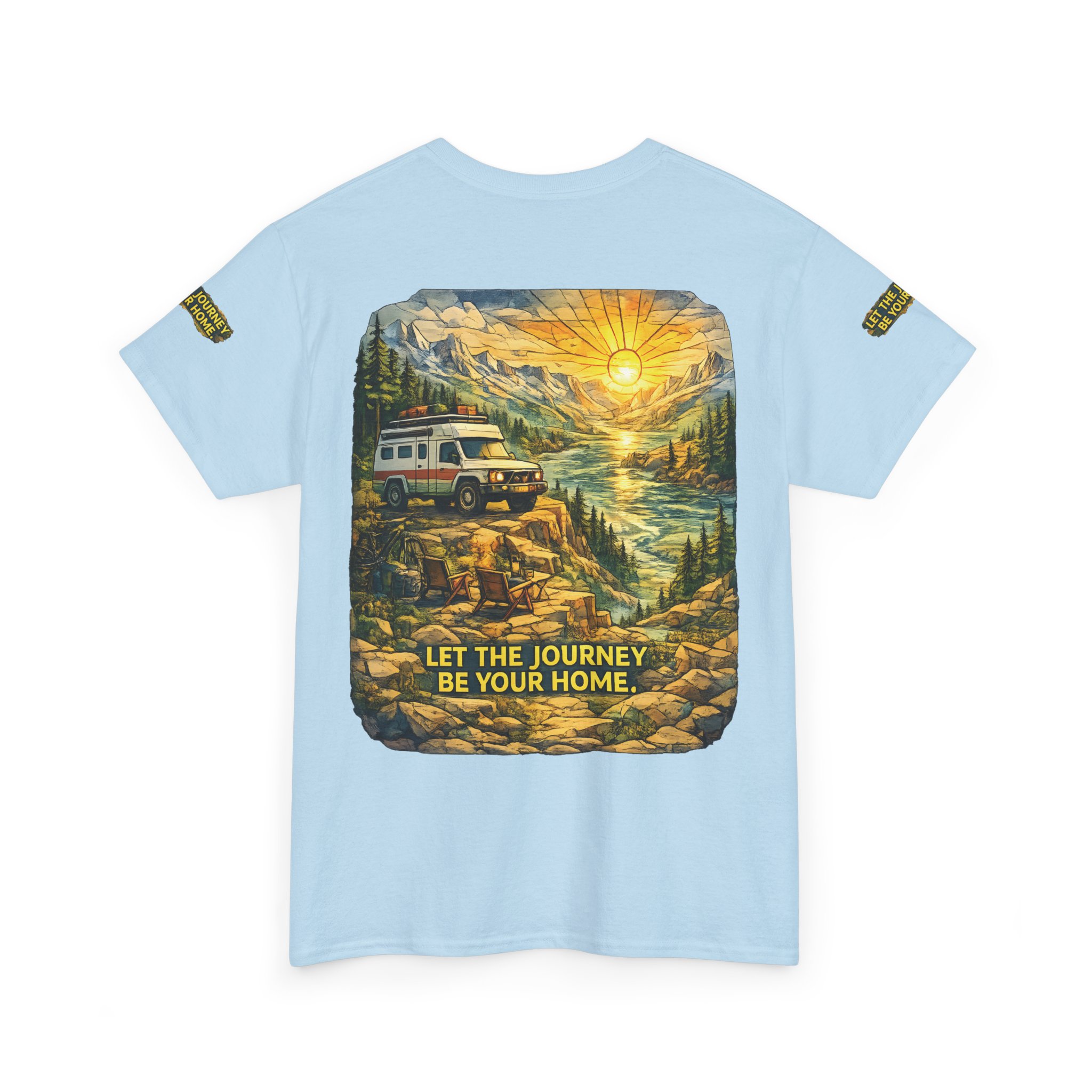 1110630284929387717_2048.jpeg Unisex Heavy Cotton Tee — "Let The Journey Be Your Home" Design Cubic-Line