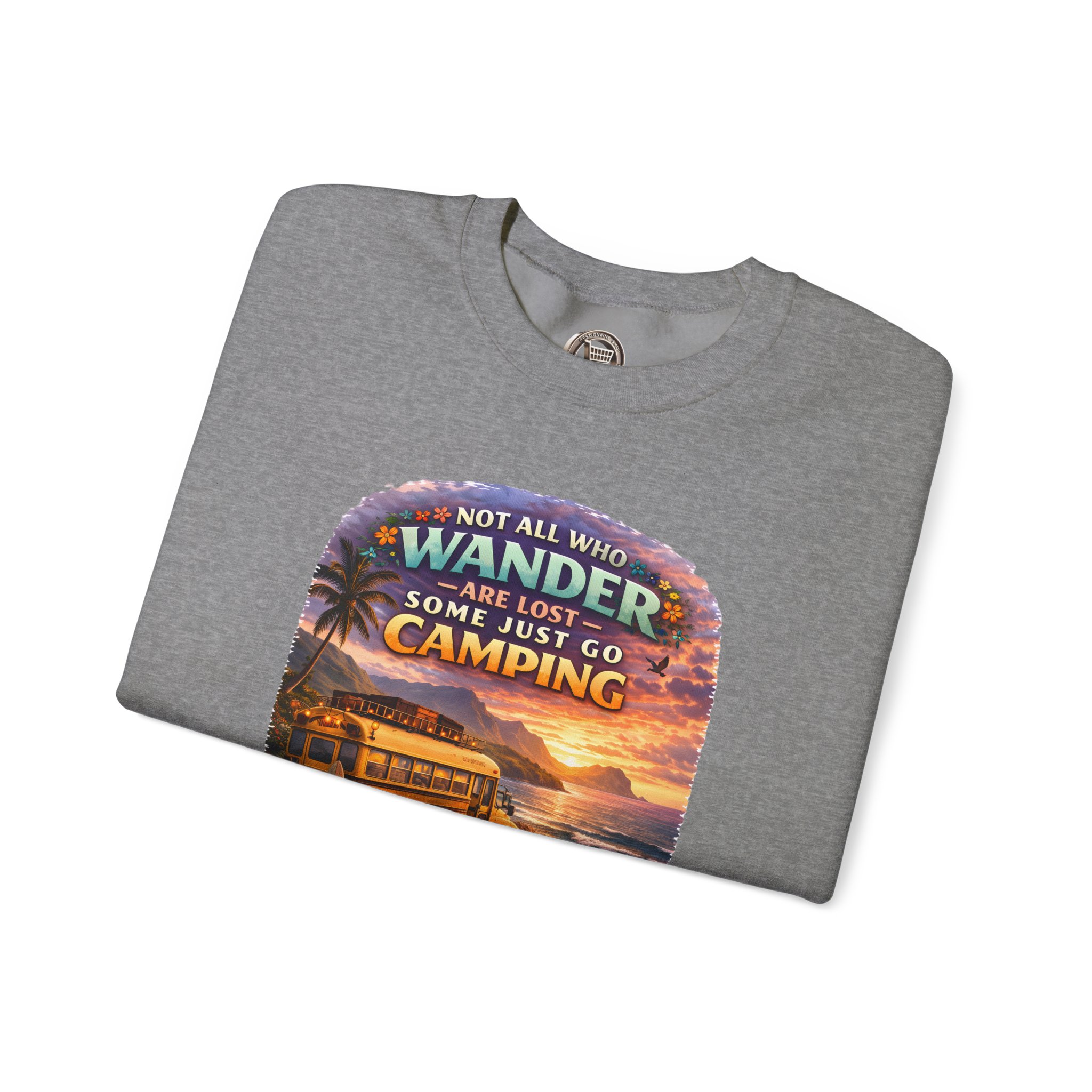 Unisex Heavy Blend™ Crewneck Sweatshirt — "Not All Who Wander Are Lost" Design Scenic-Line