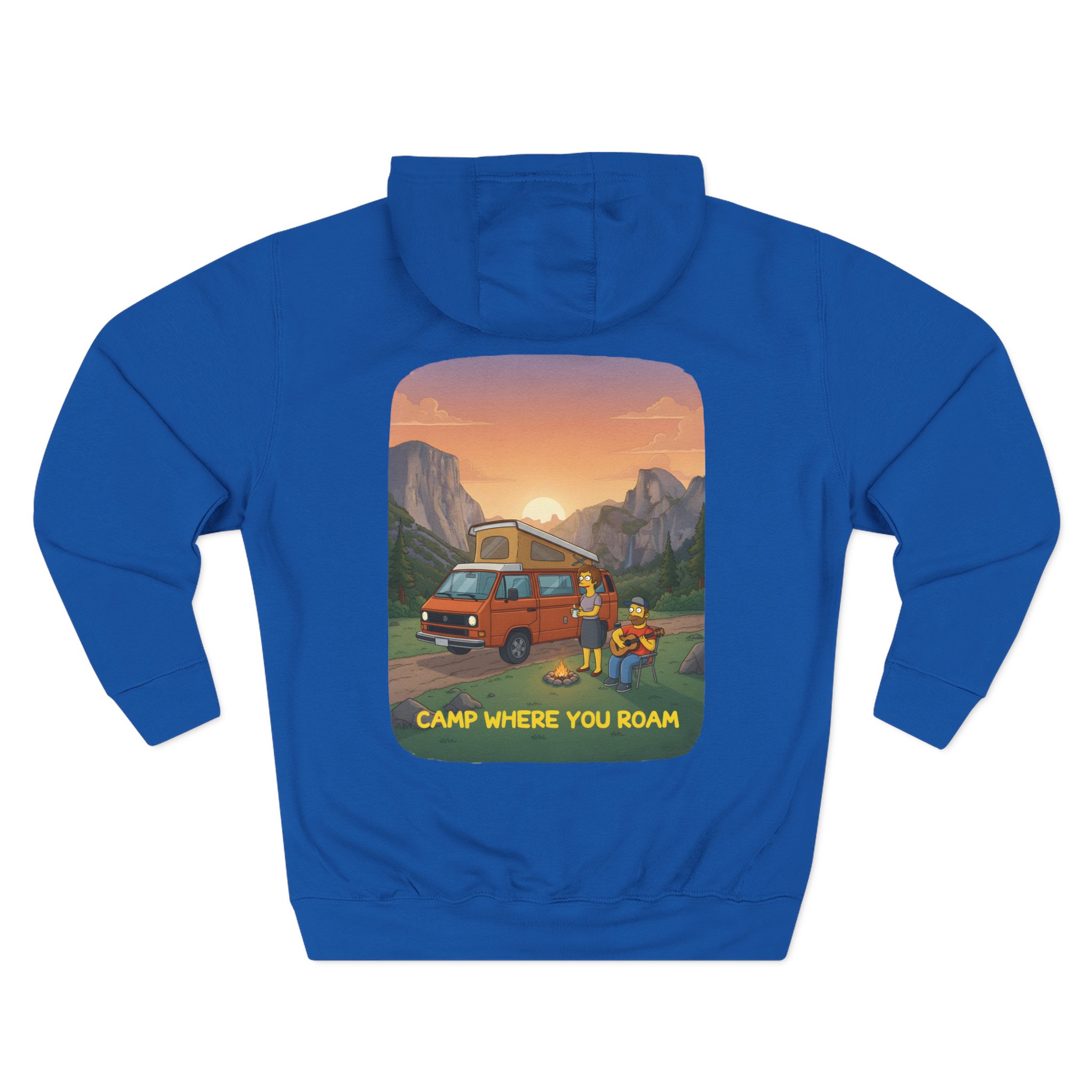 Three-Panel Fleece Hoodie - "Camp Where You Roam" Design Sitcom-Line