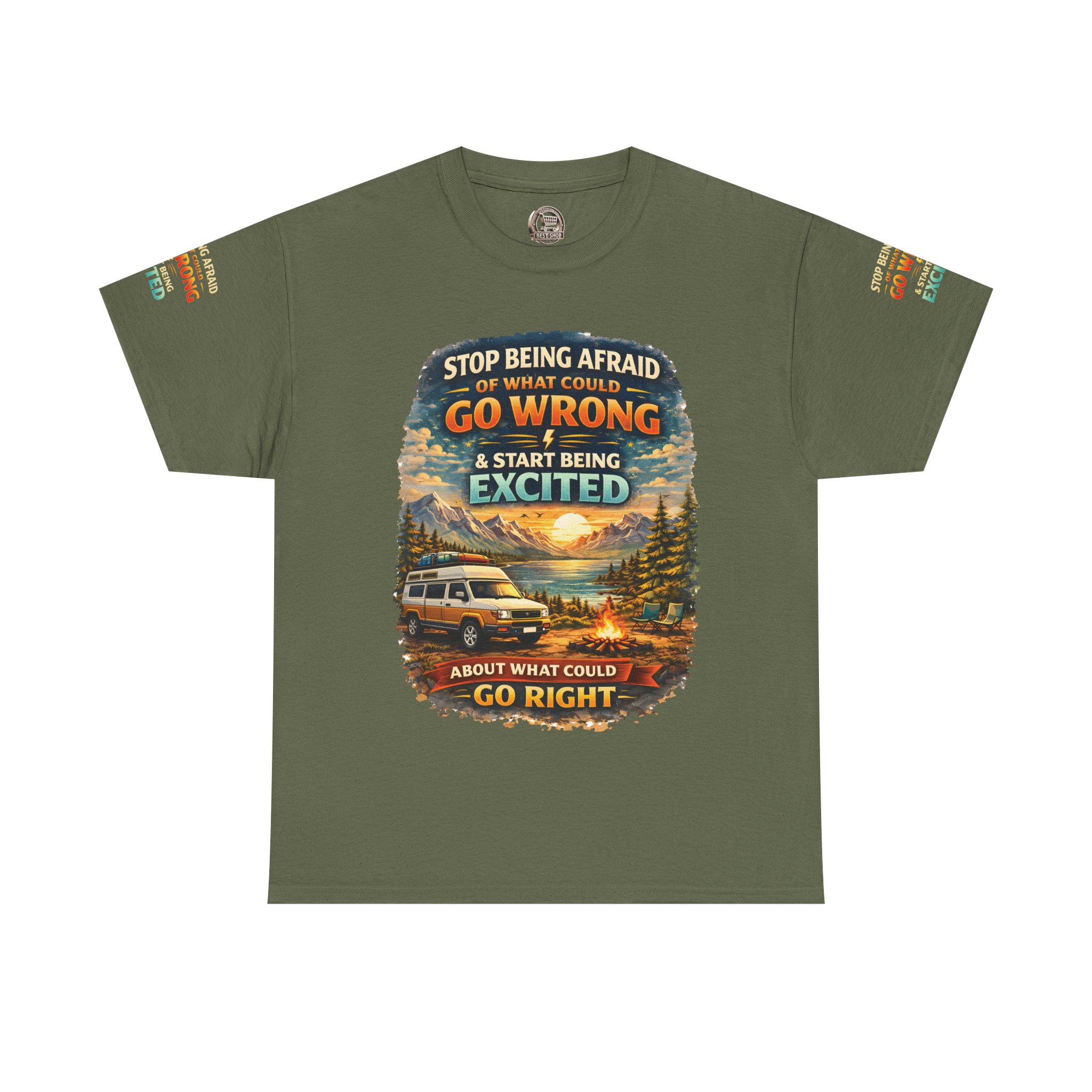 11126139499922368568_2048.jpeg Unisex Heavy Cotton Tee — "Stop Being Afraid Of What Could Go Wrong" Design Scenic-Line
