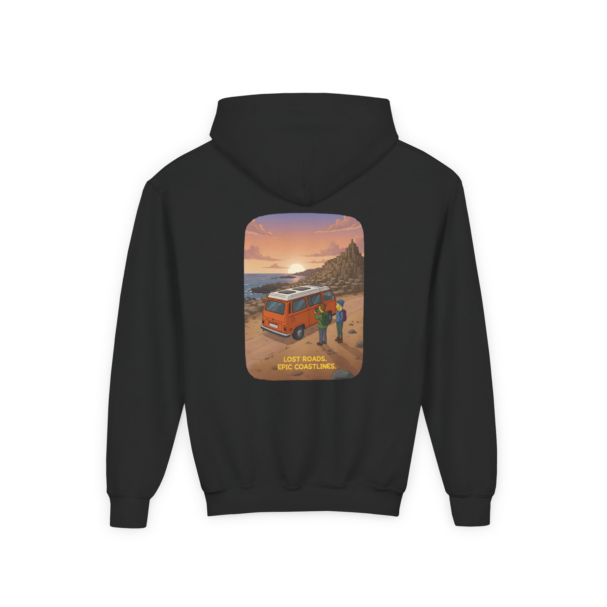 Youth Hoodie(Gildan) – "Lost Roads Epic Coastlines" (Design Sitcom-Line)