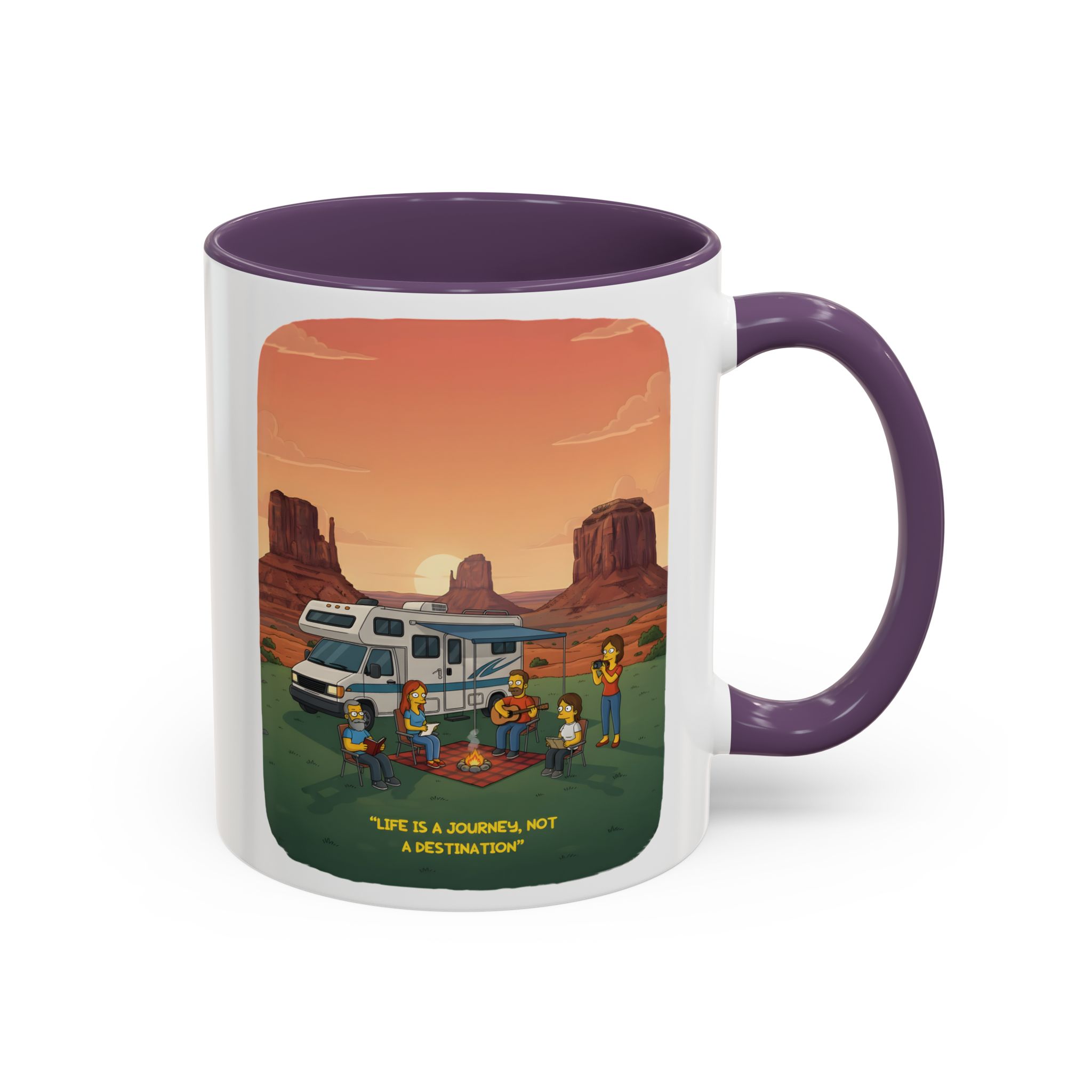 Accent Coffee Mug (11, 15oz) — "Life Is A Journey-Not A Destination" Design Sitcom-Line