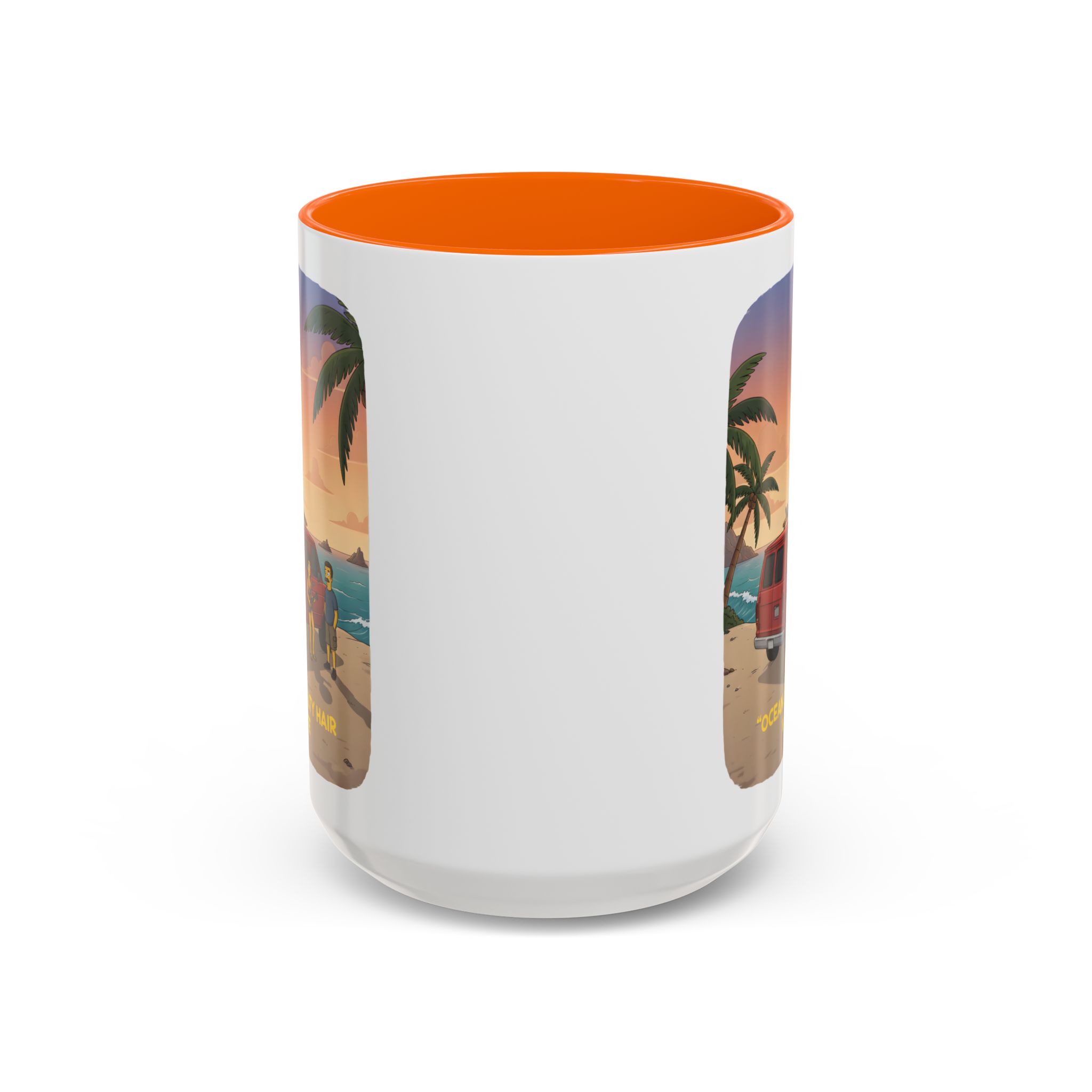 Accent Coffee Mug (11, 15oz) — "Ocean Air Salty Hair Van Life" Design Sitcom-Line