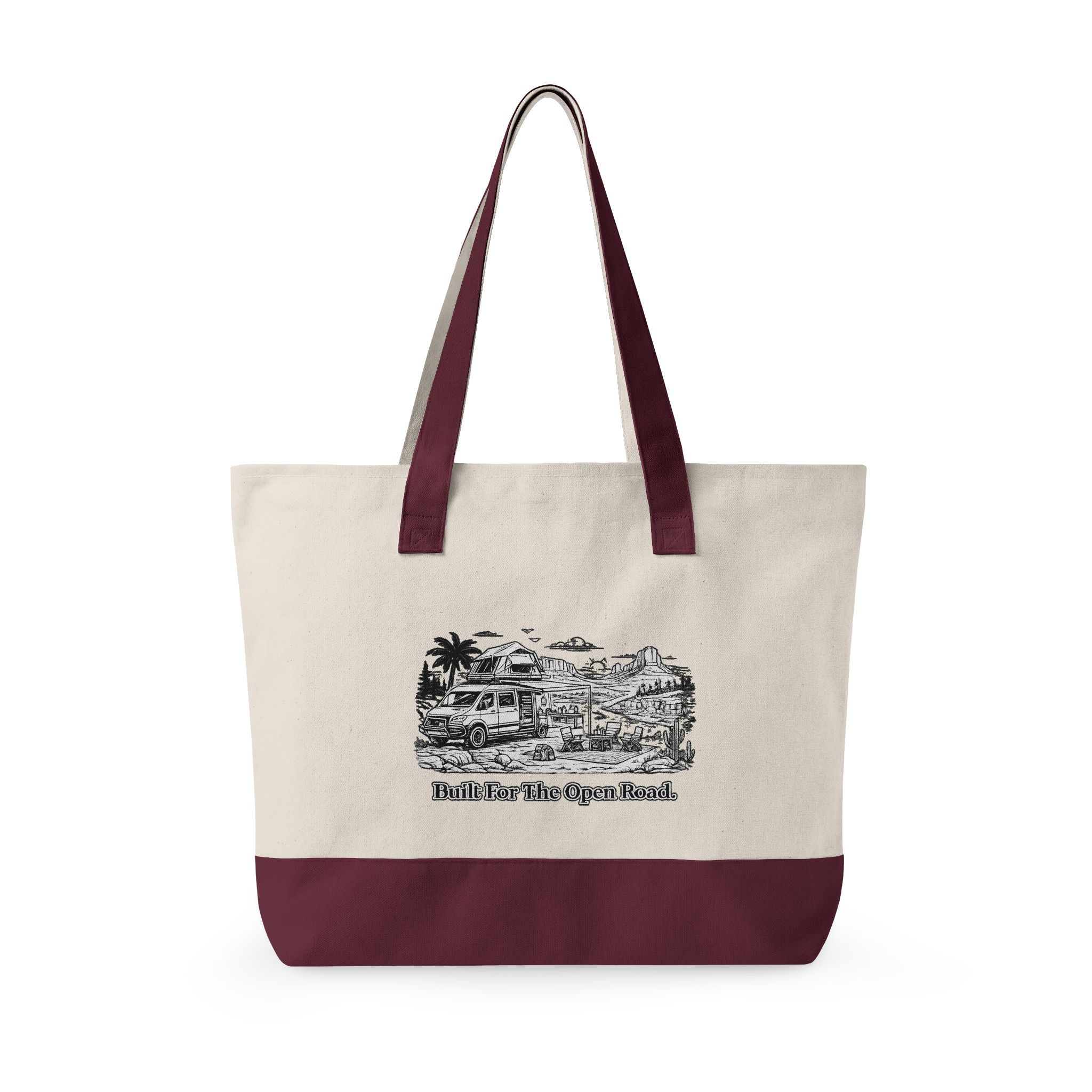Zippered Canvas Tote — "Built For the Open Road" (Design Minimal-Line)