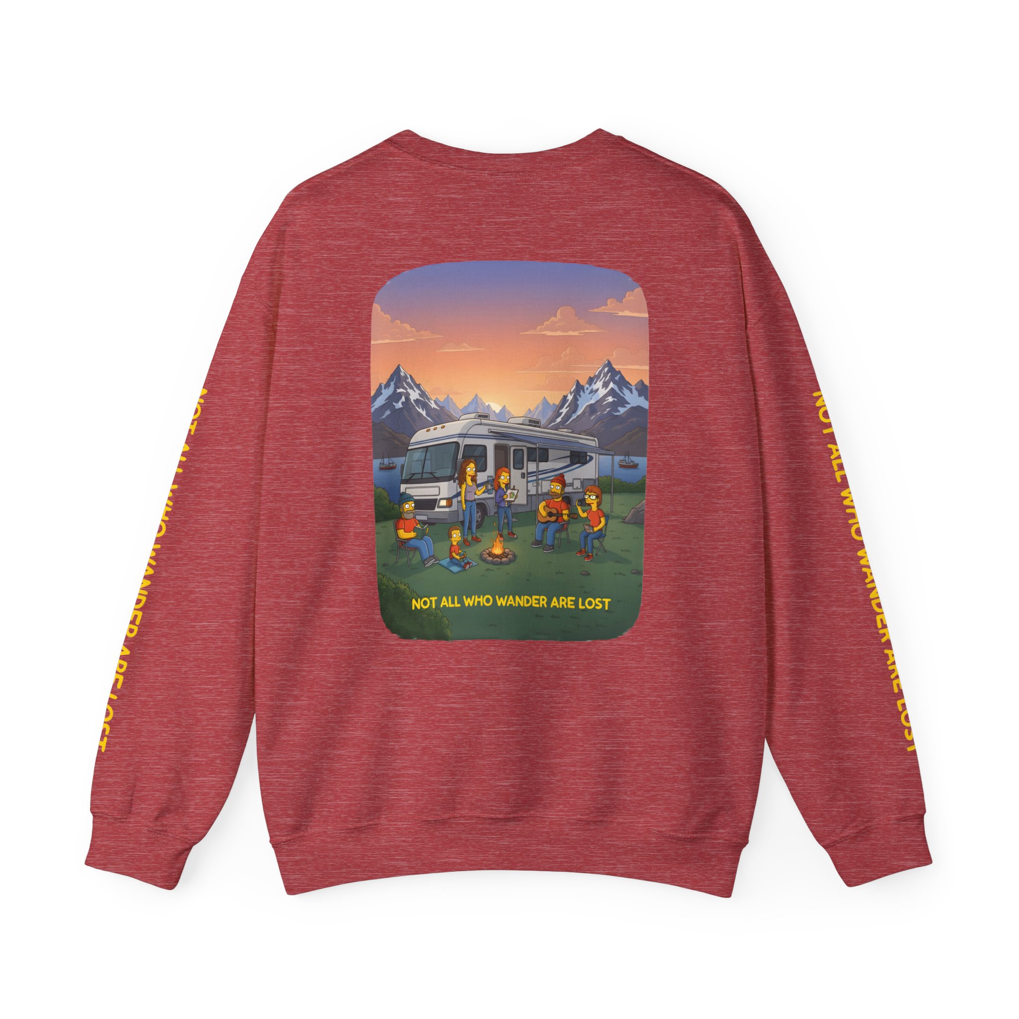 Unisex Heavy Blend™ Crewneck Sweatshirt — "Not All Who Wander Are Lost" Design Sitcom-Line