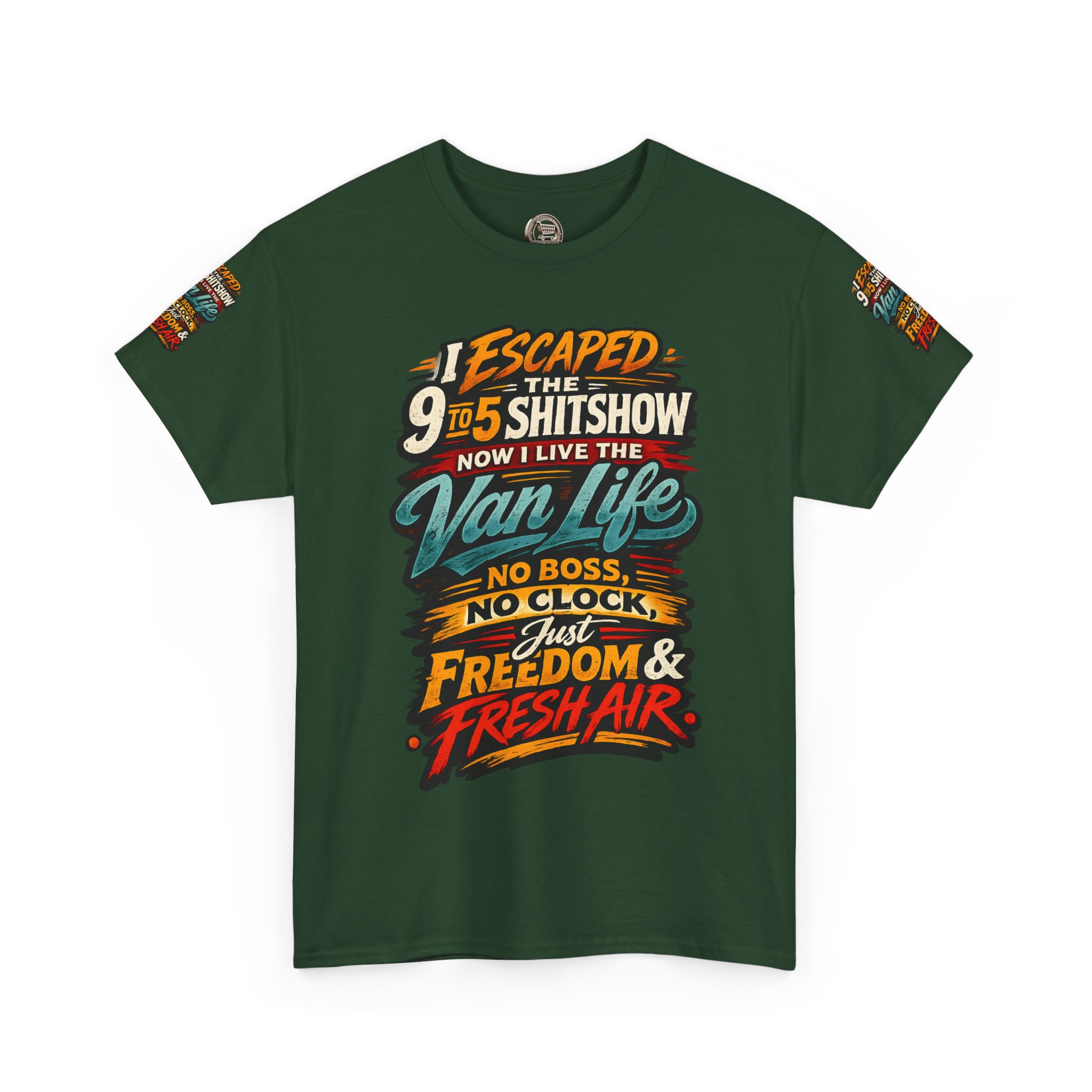 Unisex Heavy Cotton Tee — "I Escaped The 9 To 5" Design F**K-Line