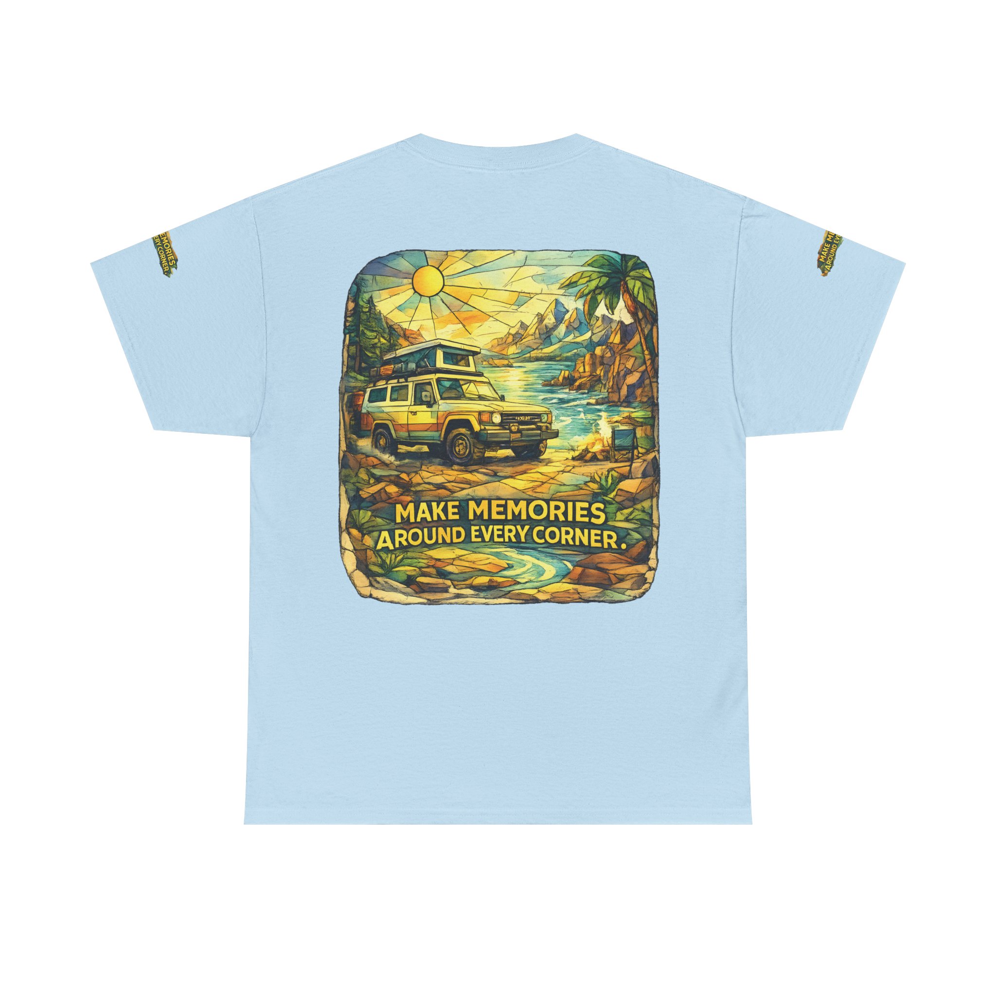 11140370096997326524_2048.jpeg Unisex Heavy Cotton Tee — "Make Memories Around Every Corner" Design Cubic-Line