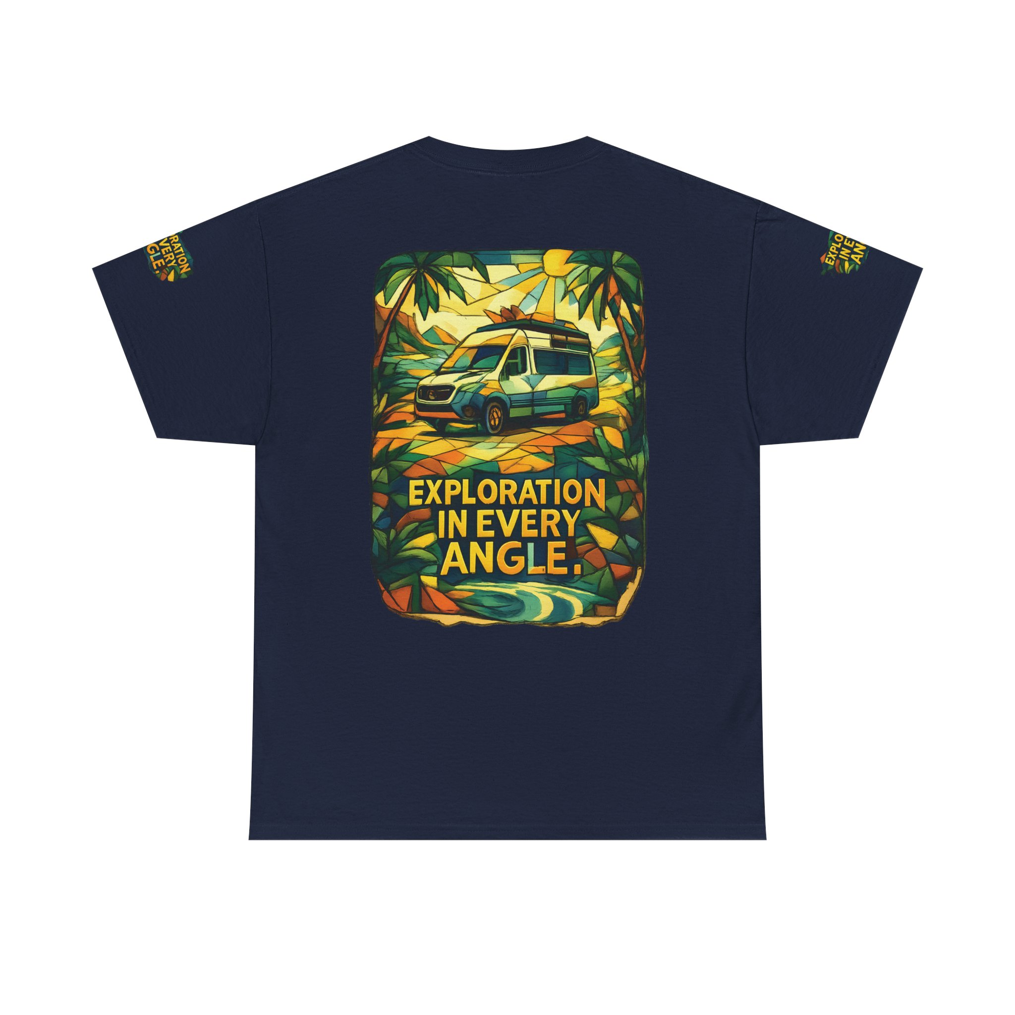 Unisex Heavy Cotton Tee — "Exploration In Every Angle" Design Cubic-Line