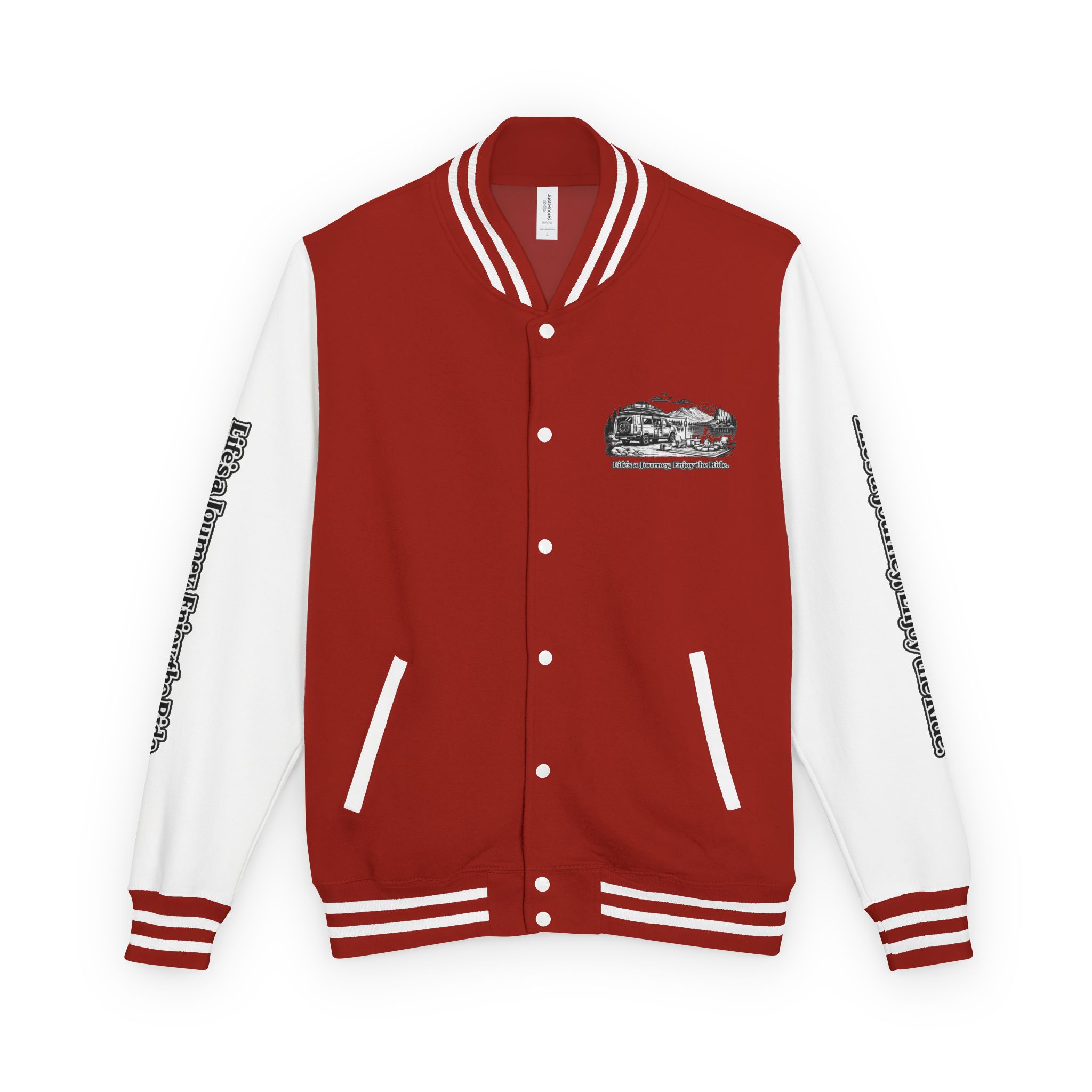11145895340026207644_2048-1.jpeg Unisex Heavyweight Letterman Jacket — "Lifes A Journey,Enjoy The Ride" Travel Varsity Coat