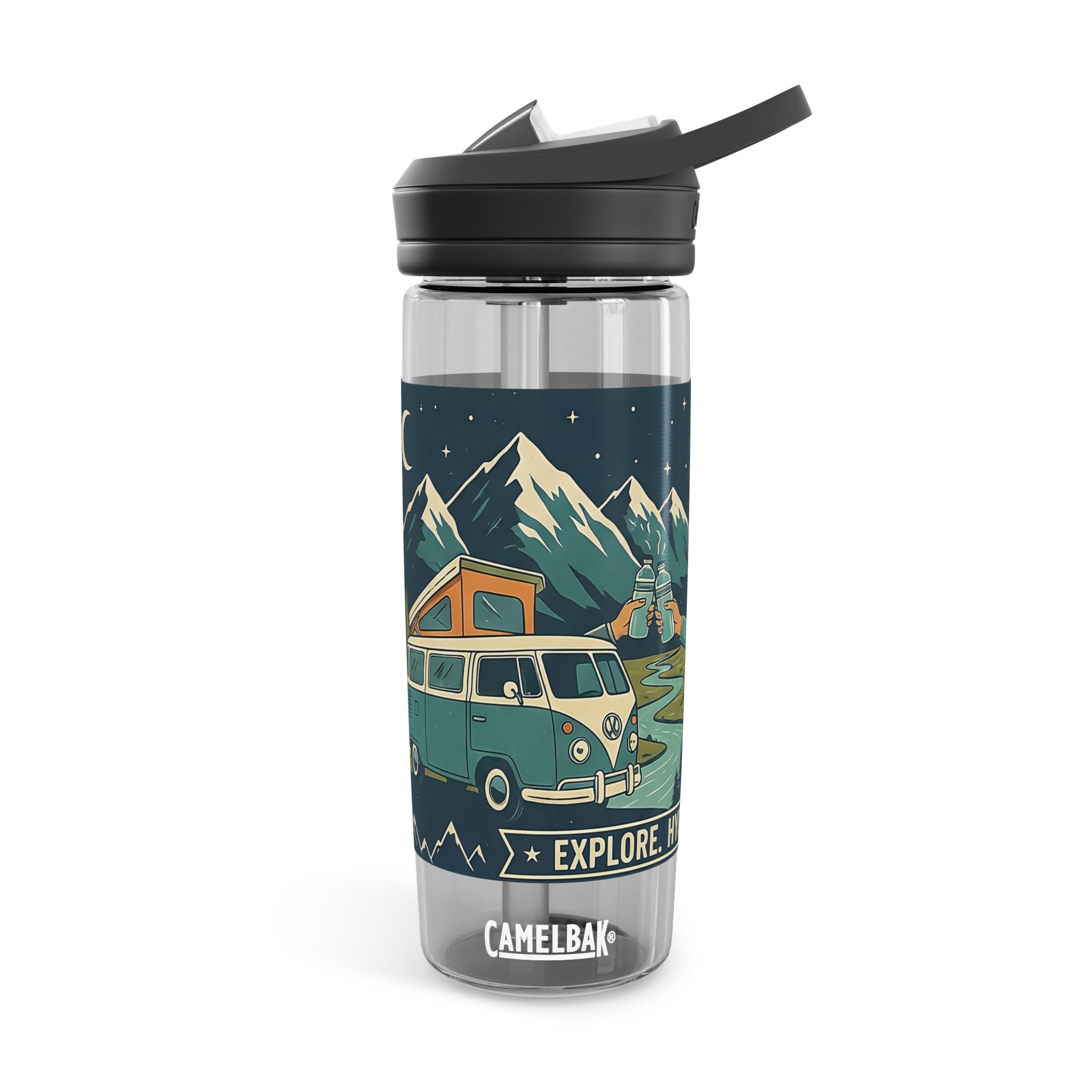 Water Bottle — CamelBak Eddy 20/25oz, "Road. Water. Stay Wild."