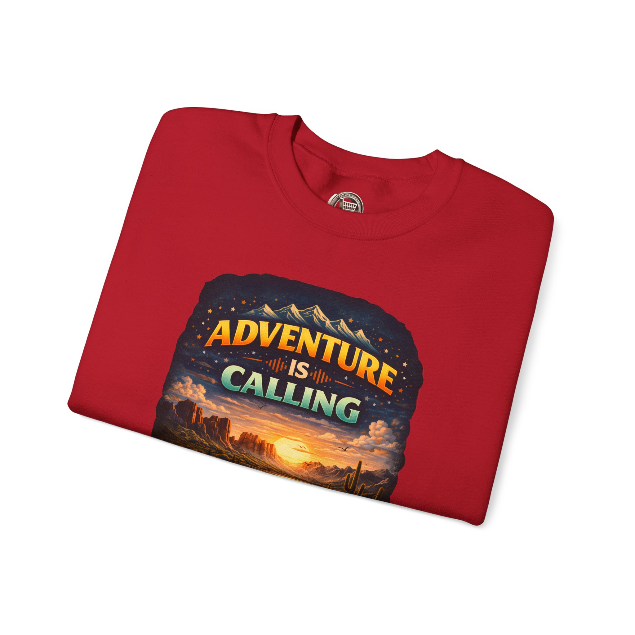 Unisex Heavy Blend™ Crewneck Sweatshirt — "Adventure Is Calling" Design Scenic-Line