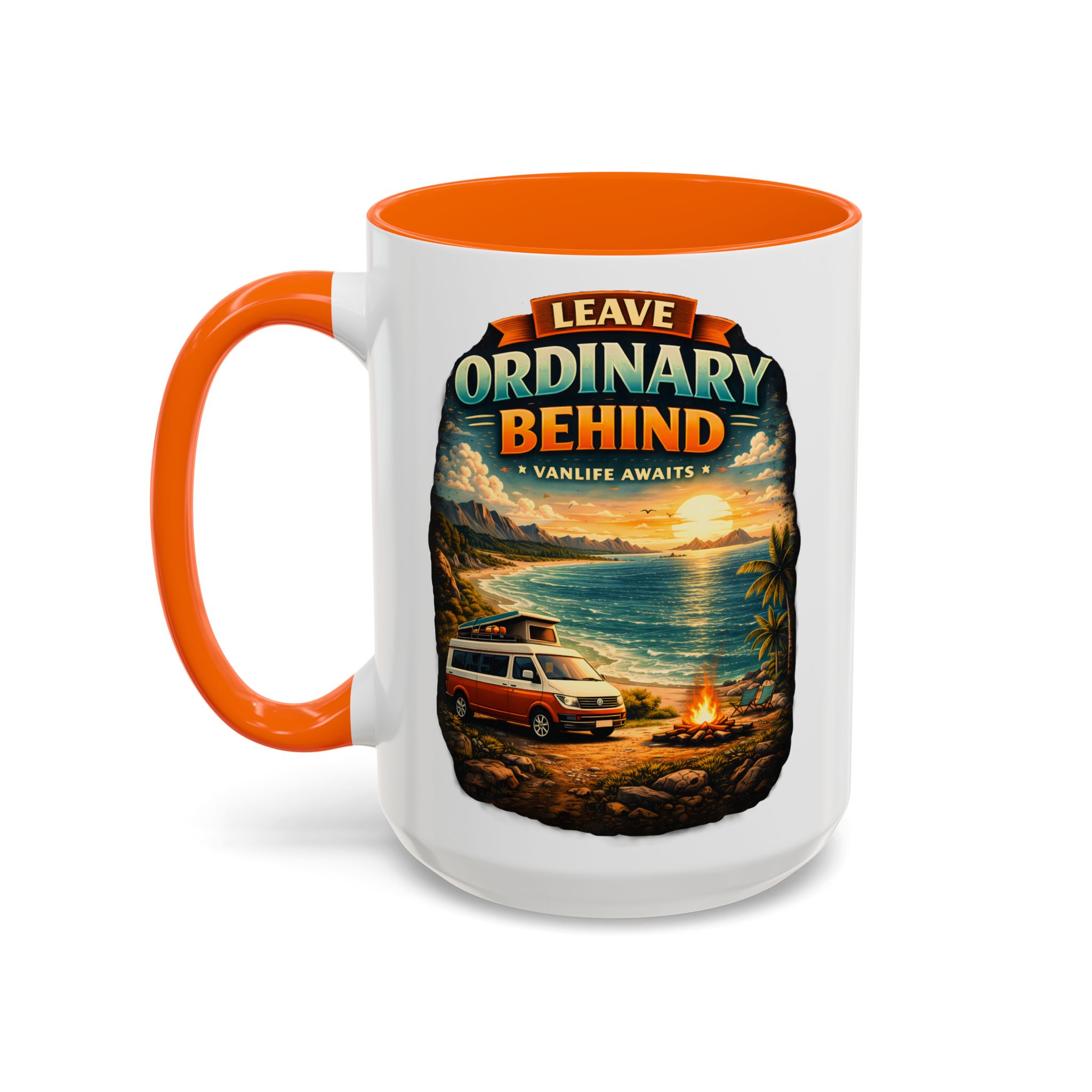 Accent Coffee Mug (11, 15oz) — "Leave Ordinary Behind" Design Scenic-Line