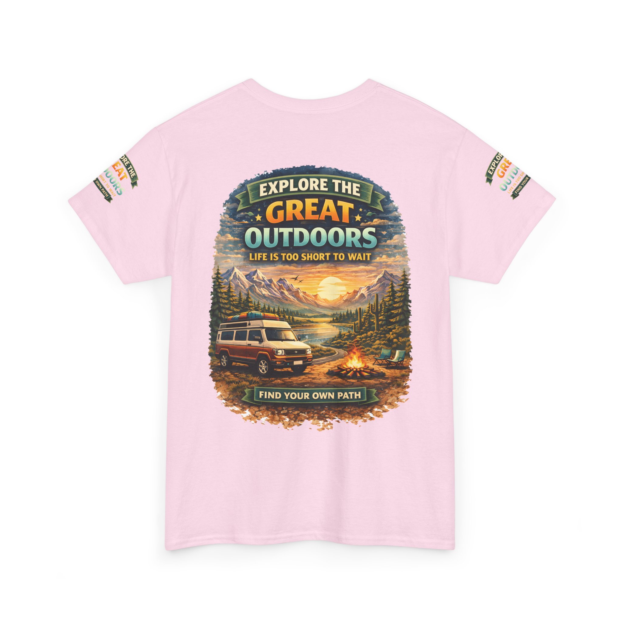 Unisex Heavy Cotton Tee — "Explore The Great Outdoors" Design Scenic-Line
