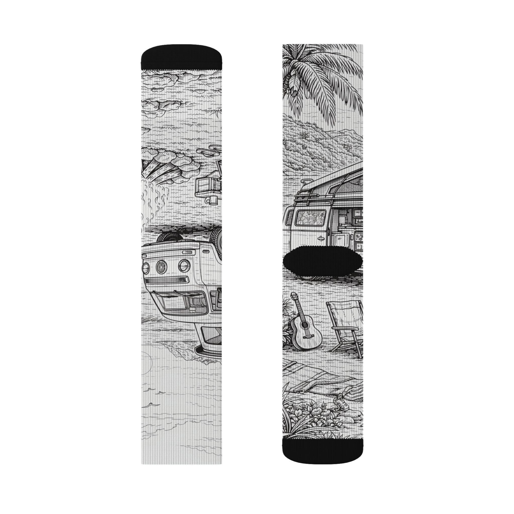 Sublimation Socks — Retro Camper Roadtrip Crew Socks