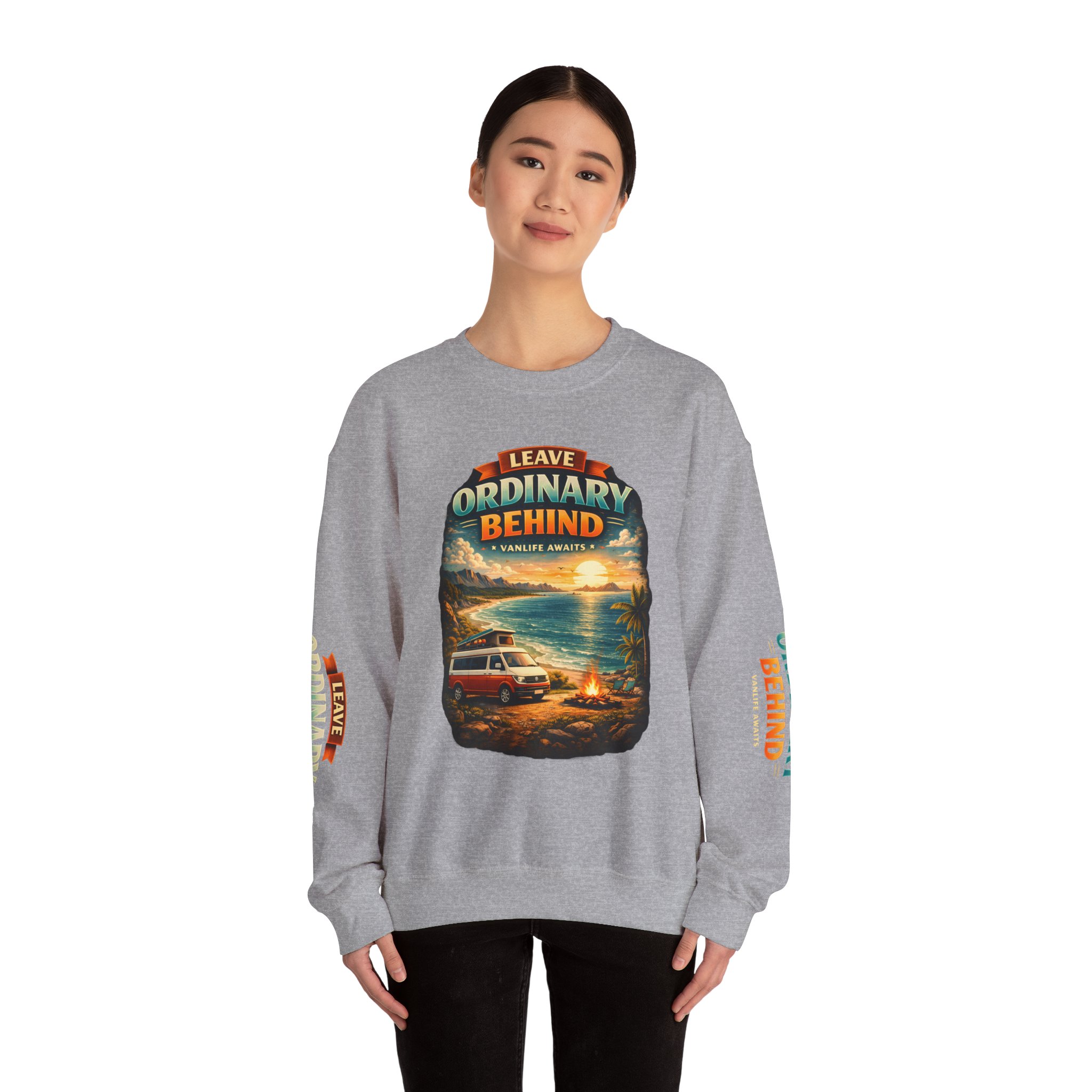 Unisex Heavy Blend™ Crewneck Sweatshirt — "Leave Ordinary Behind" Design Scenic-Line