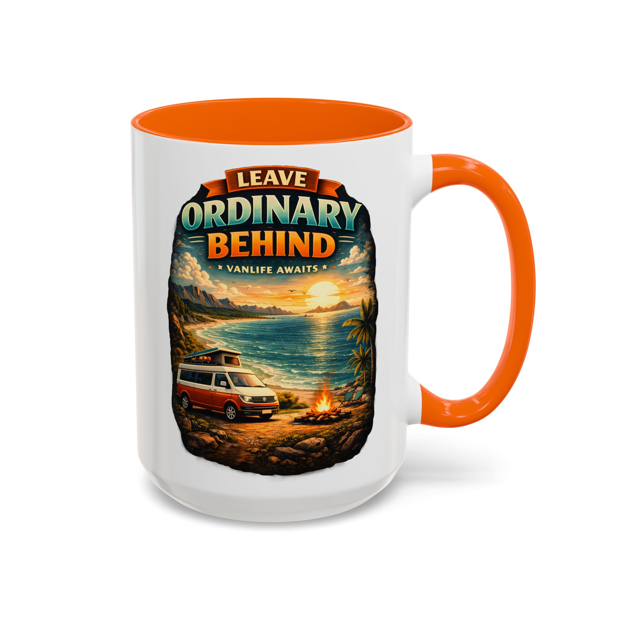 Accent Coffee Mug (11, 15oz) — "Leave Ordinary Behind" Design Scenic-Line