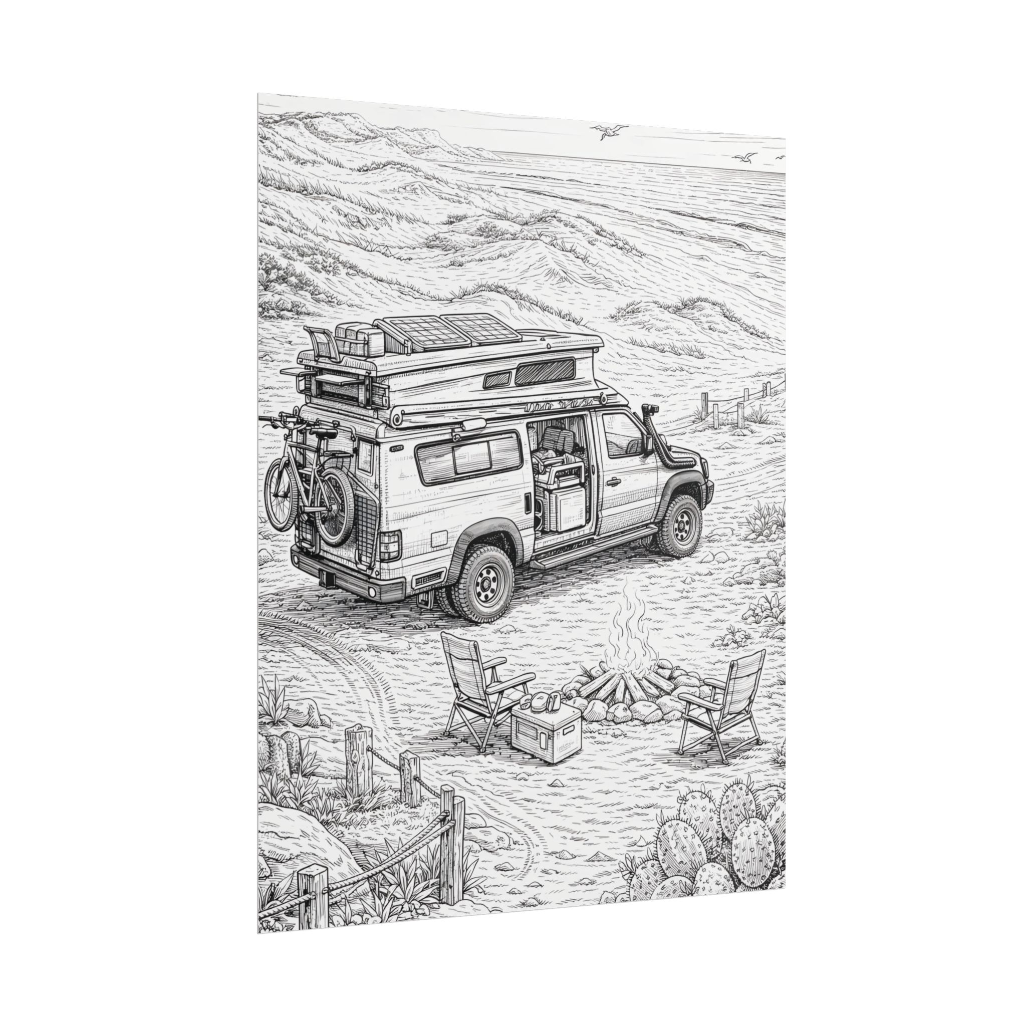 Campervan Poster — Vintage RV Camping Landscape Wall Art