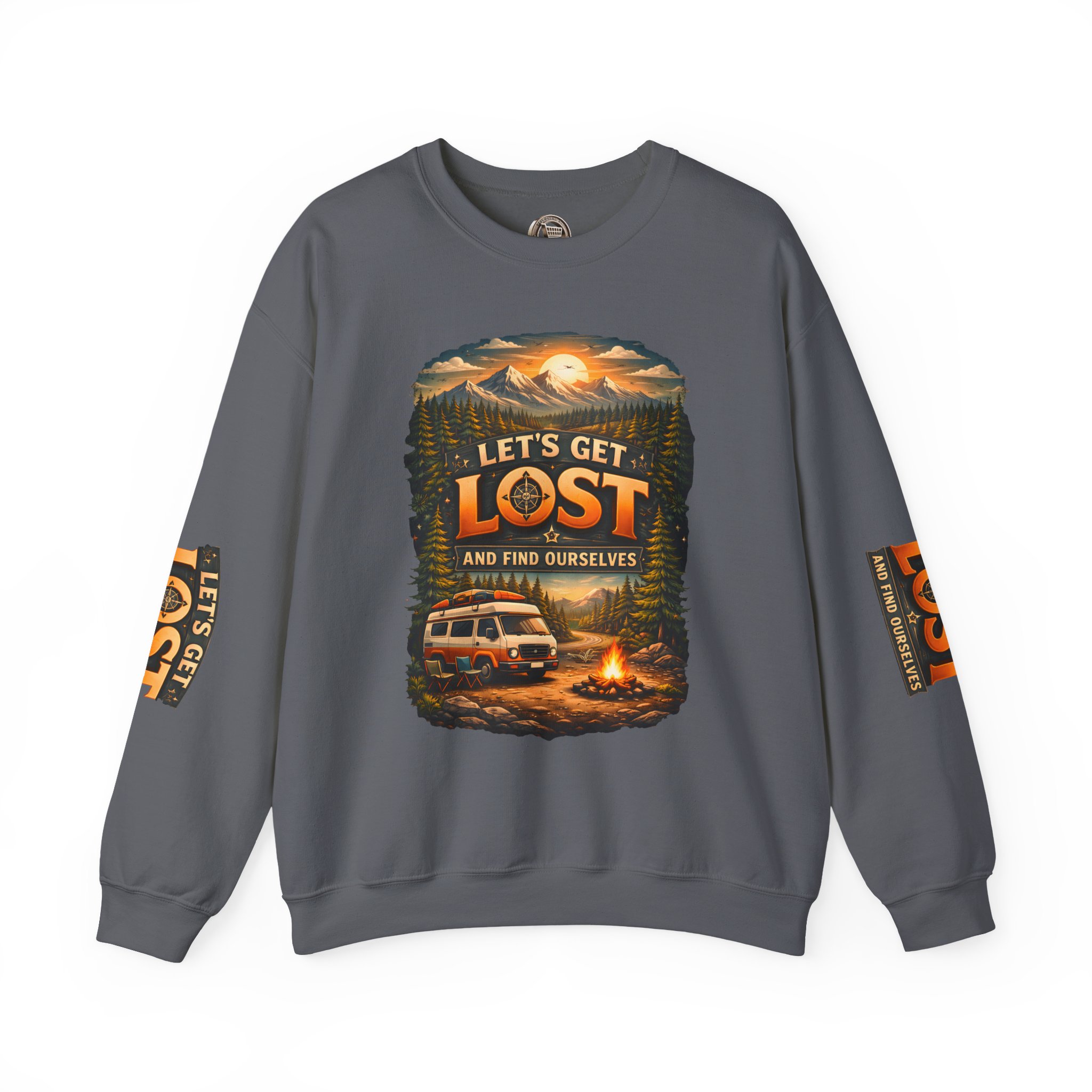 Unisex Heavy Blend™ Crewneck Sweatshirt — "Let´s Get Lost And Found Ourselfs" Design Scenic-Line