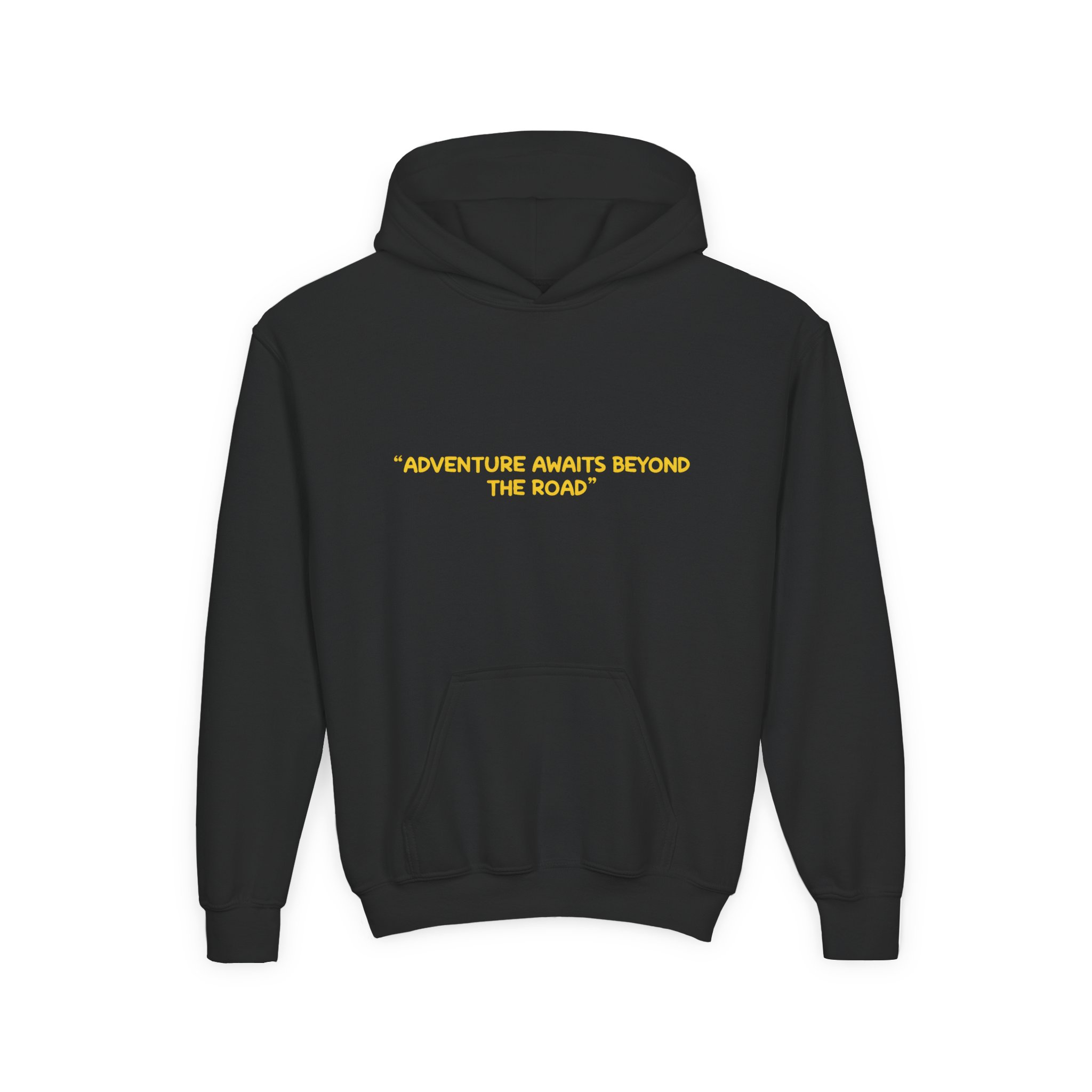 Youth Hoodie(Gildan) – "Adventure Awaits Beyond The Road" (Design Sitcom-Line)