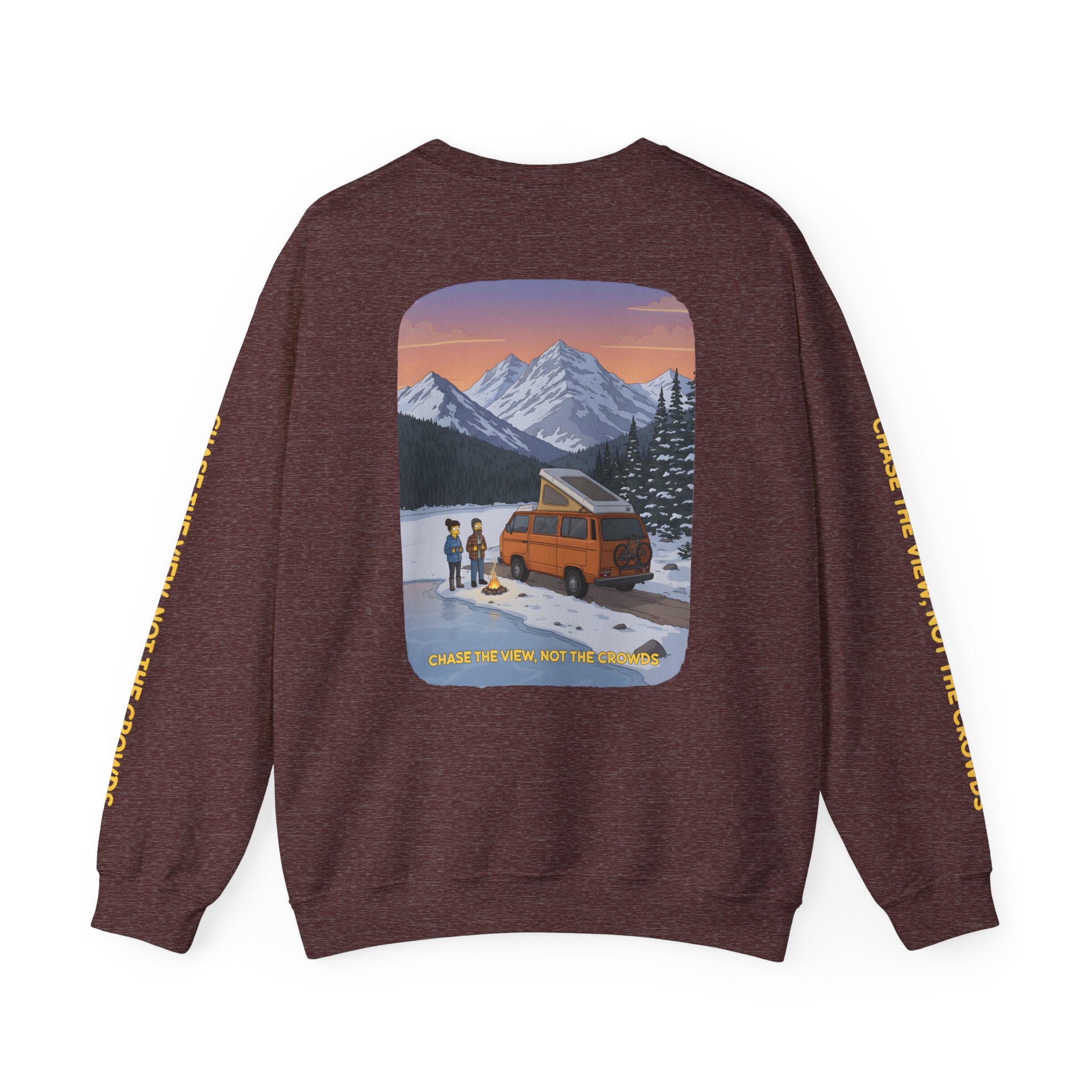 Unisex Heavy Blend™ Crewneck Sweatshirt — "Chase The Views-Not The Crowds"" Design Sitcom-Line