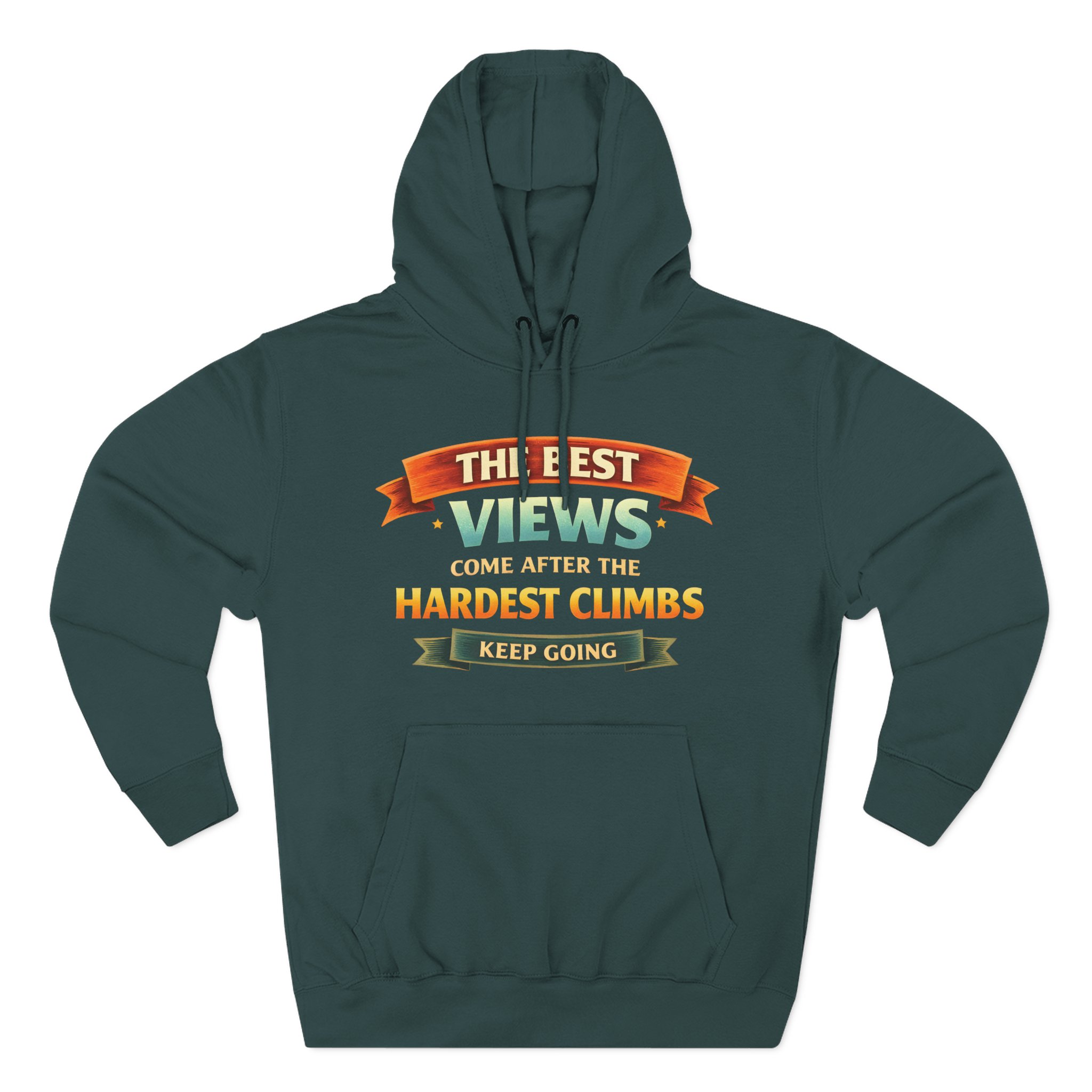 Three-Panel Fleece Hoodie - "The Best Views" Design Scenic-Line