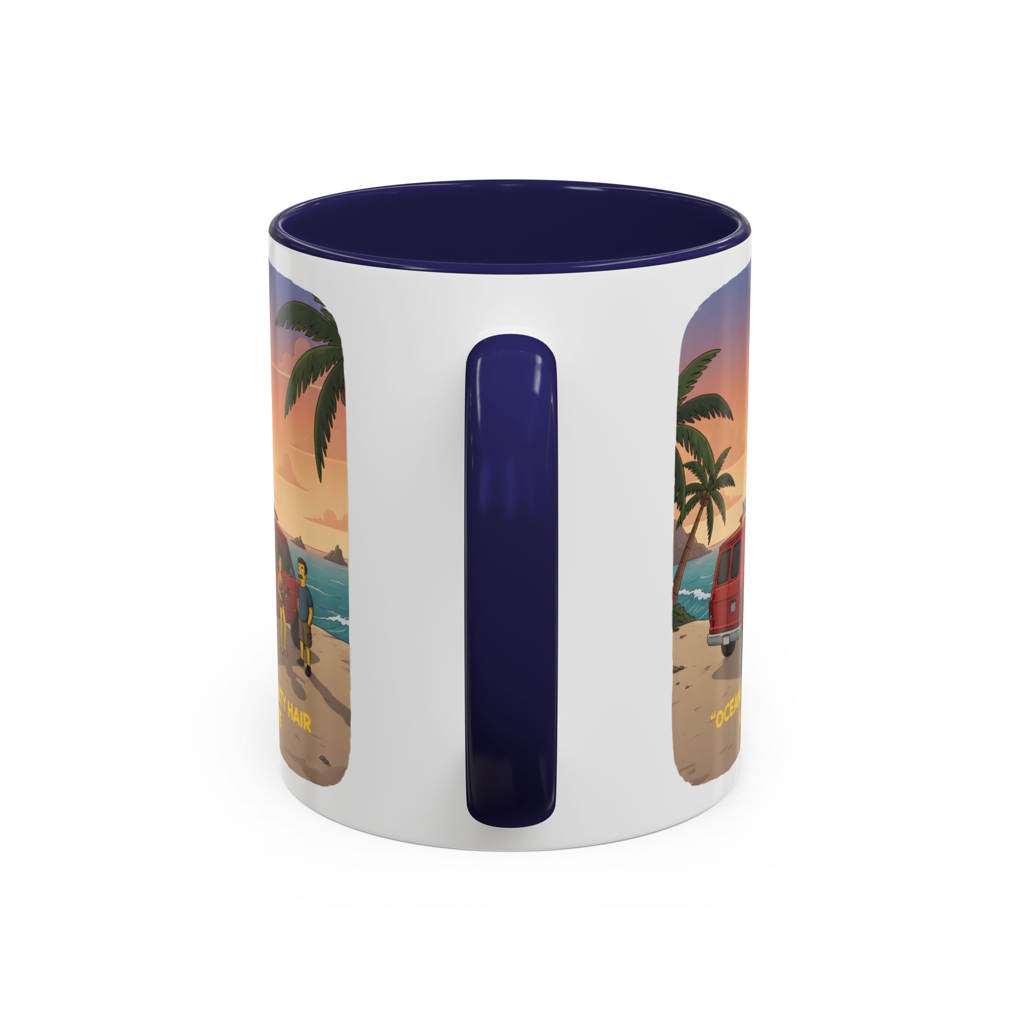 Accent Coffee Mug (11, 15oz) — "Ocean Air Salty Hair Van Life" Design Sitcom-Line