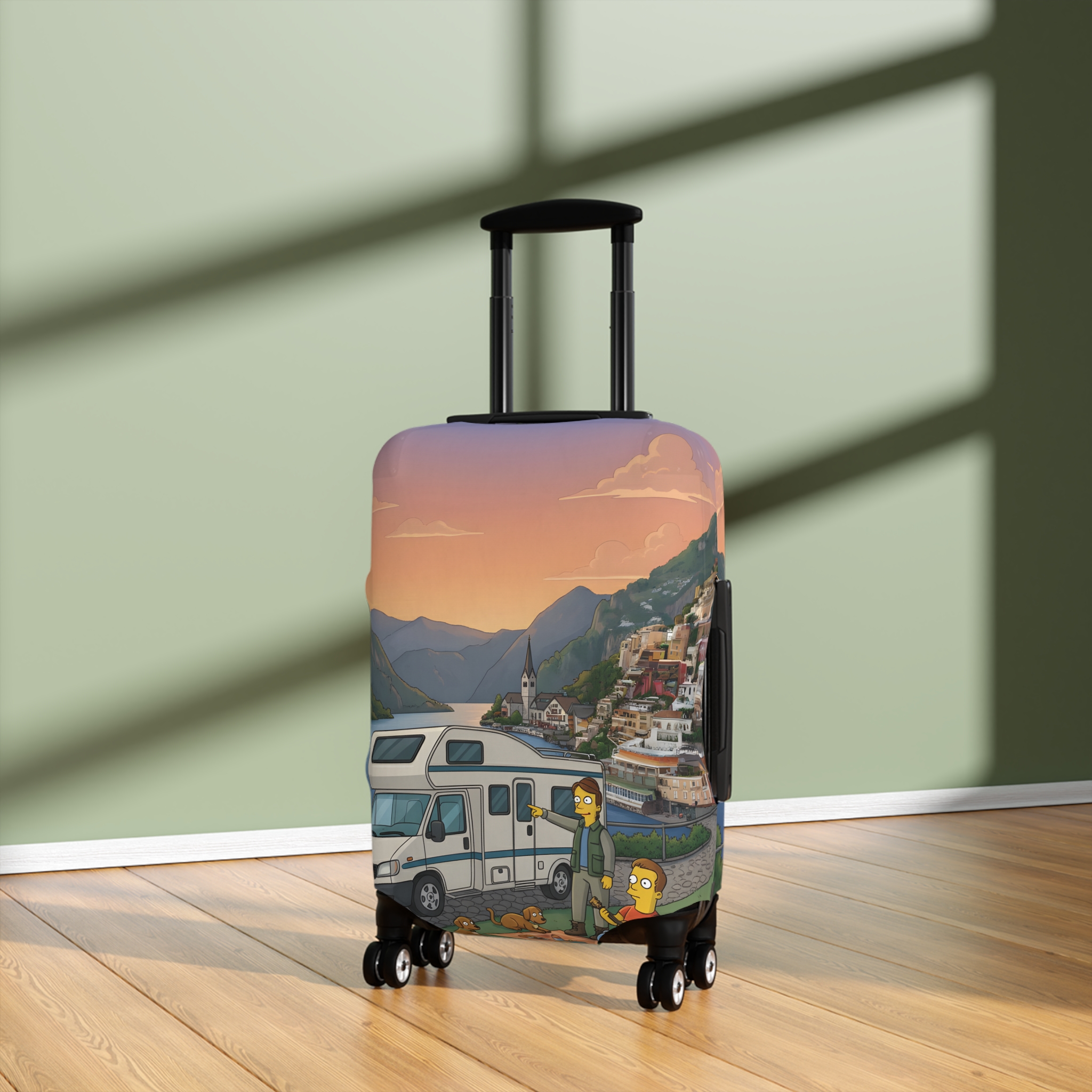 Luggage Cover — Adventure Camper Sketch Travel Suitcase(Design Sitcom-Line)