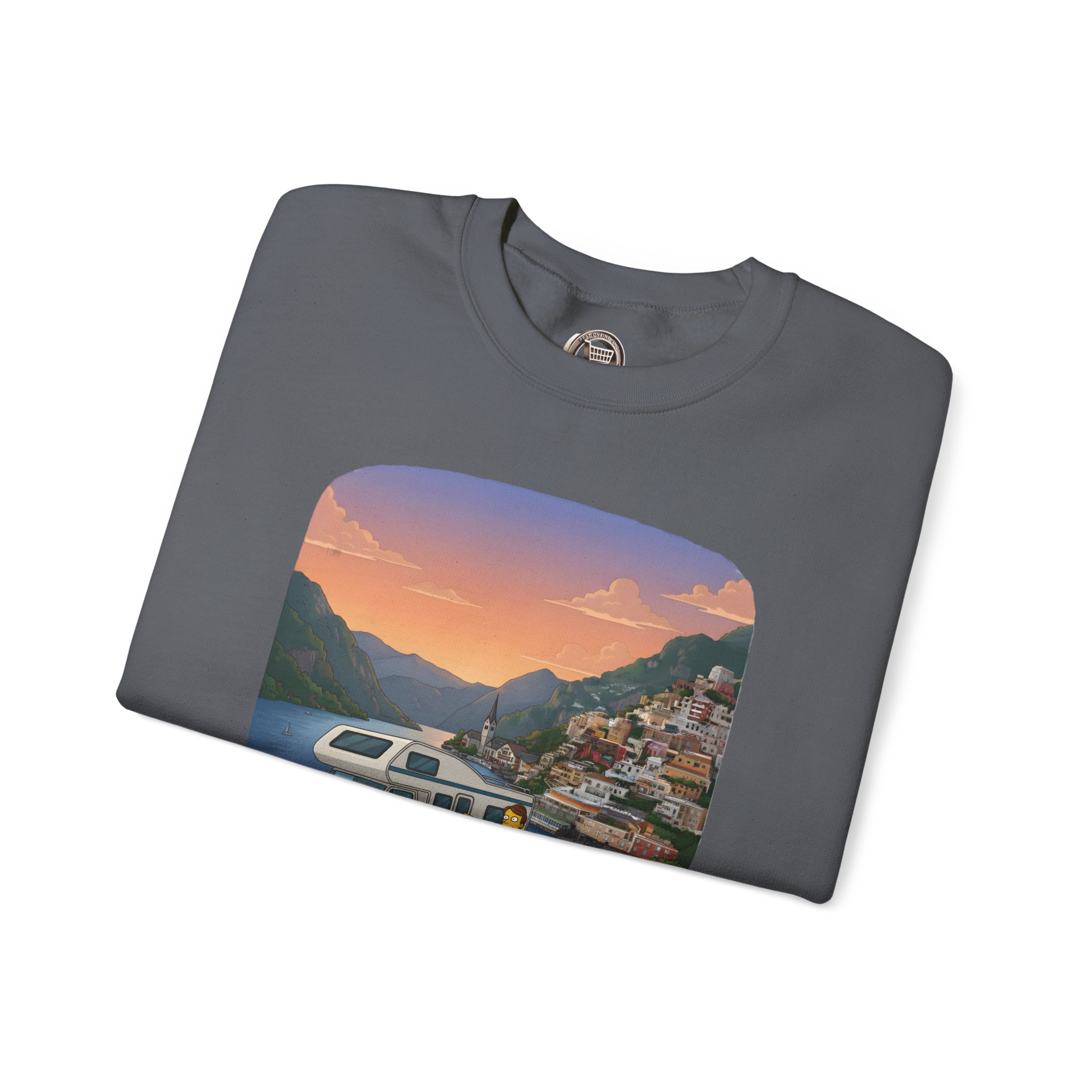 Unisex Heavy Blend™ Crewneck Sweatshirt — "Mountain Air-Alpine Adventure" Design Sitcom-Line