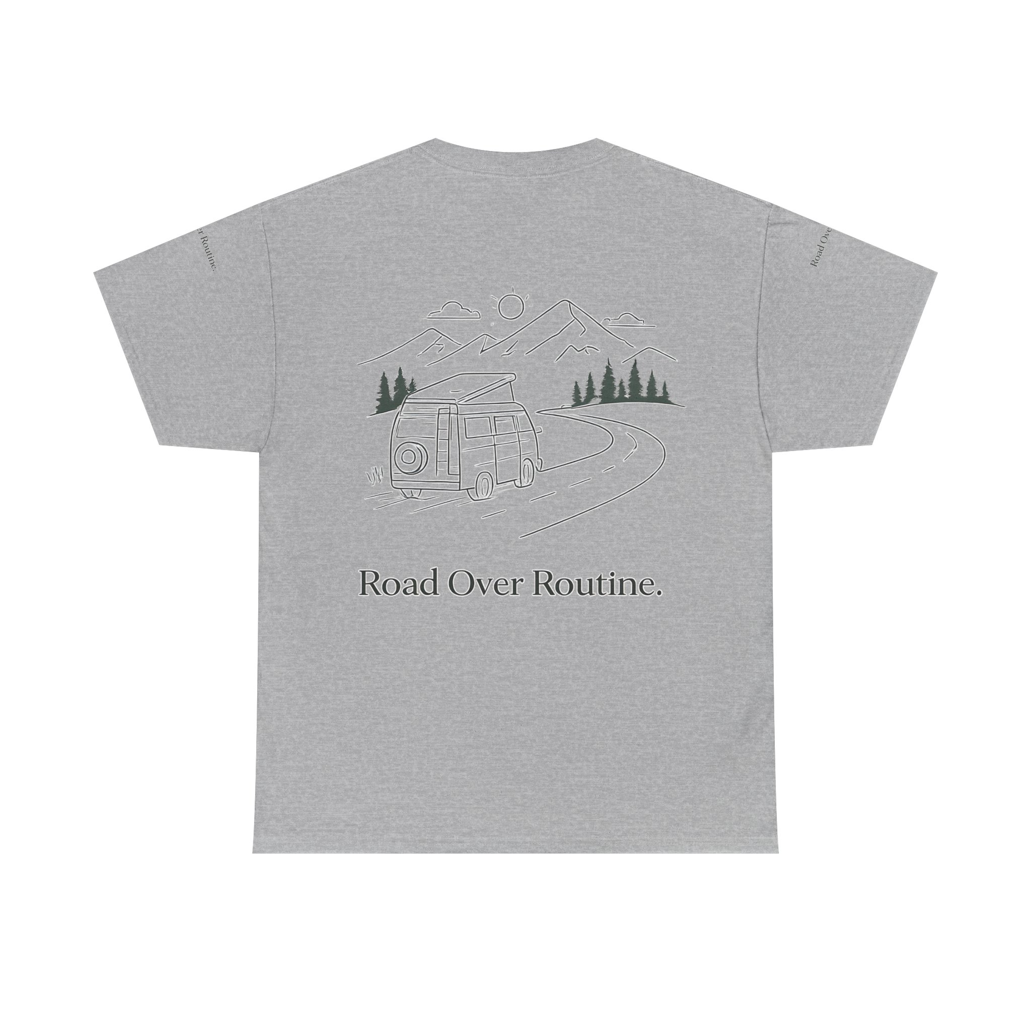 Unisex Heavy Cotton Tee — "Road Over Routine" Design Minimal-Line