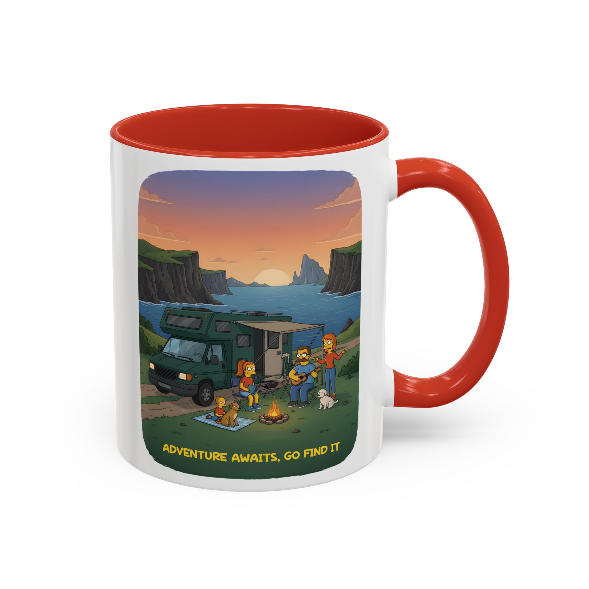 Accent Coffee Mug (11, 15oz) — "Adventure Awaits-Go Find It"" Design Sitcom-Line