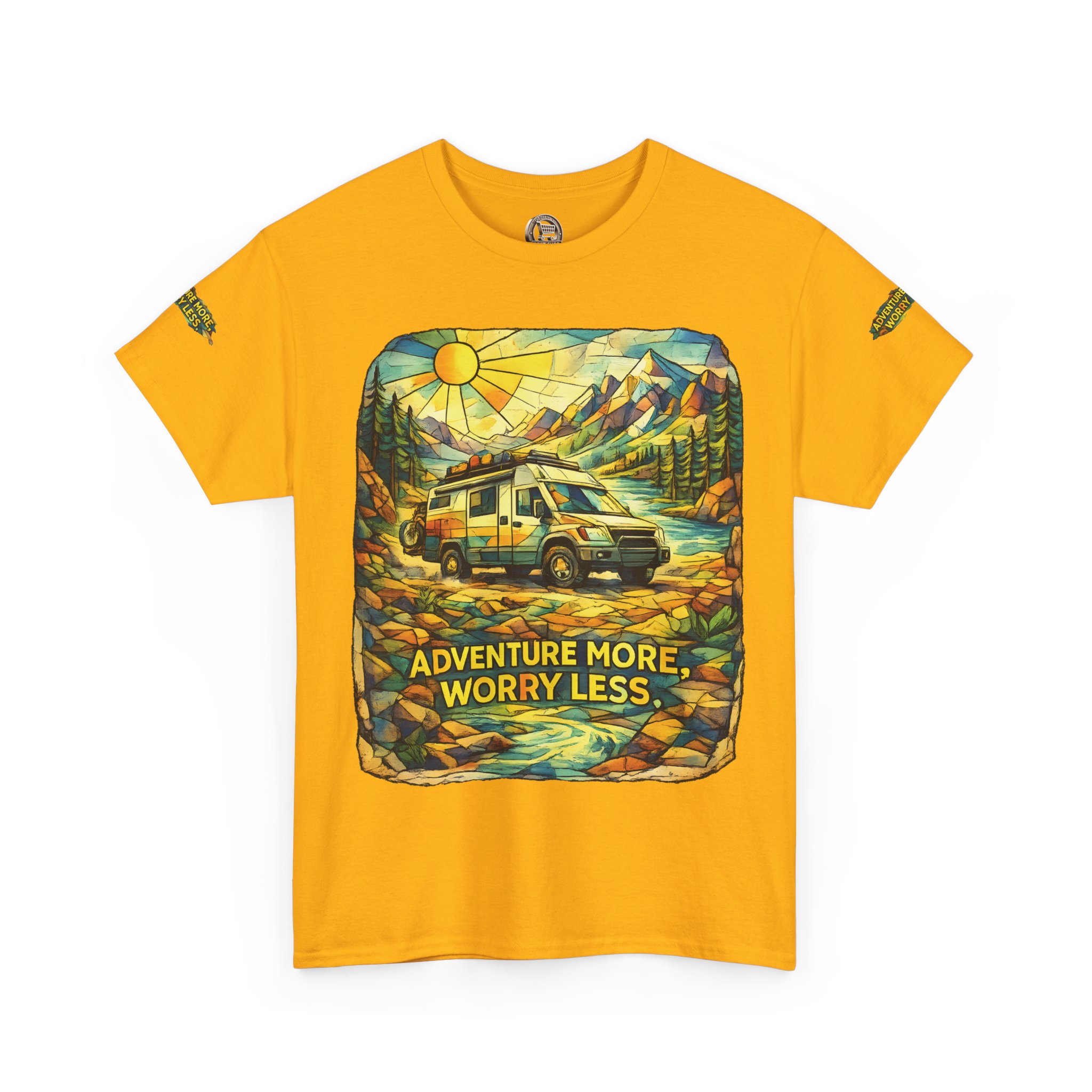 11223671246774766729_2048.jpeg Unisex Heavy Cotton Tee — "Adventure More Worry Less" Design Cubic-Line