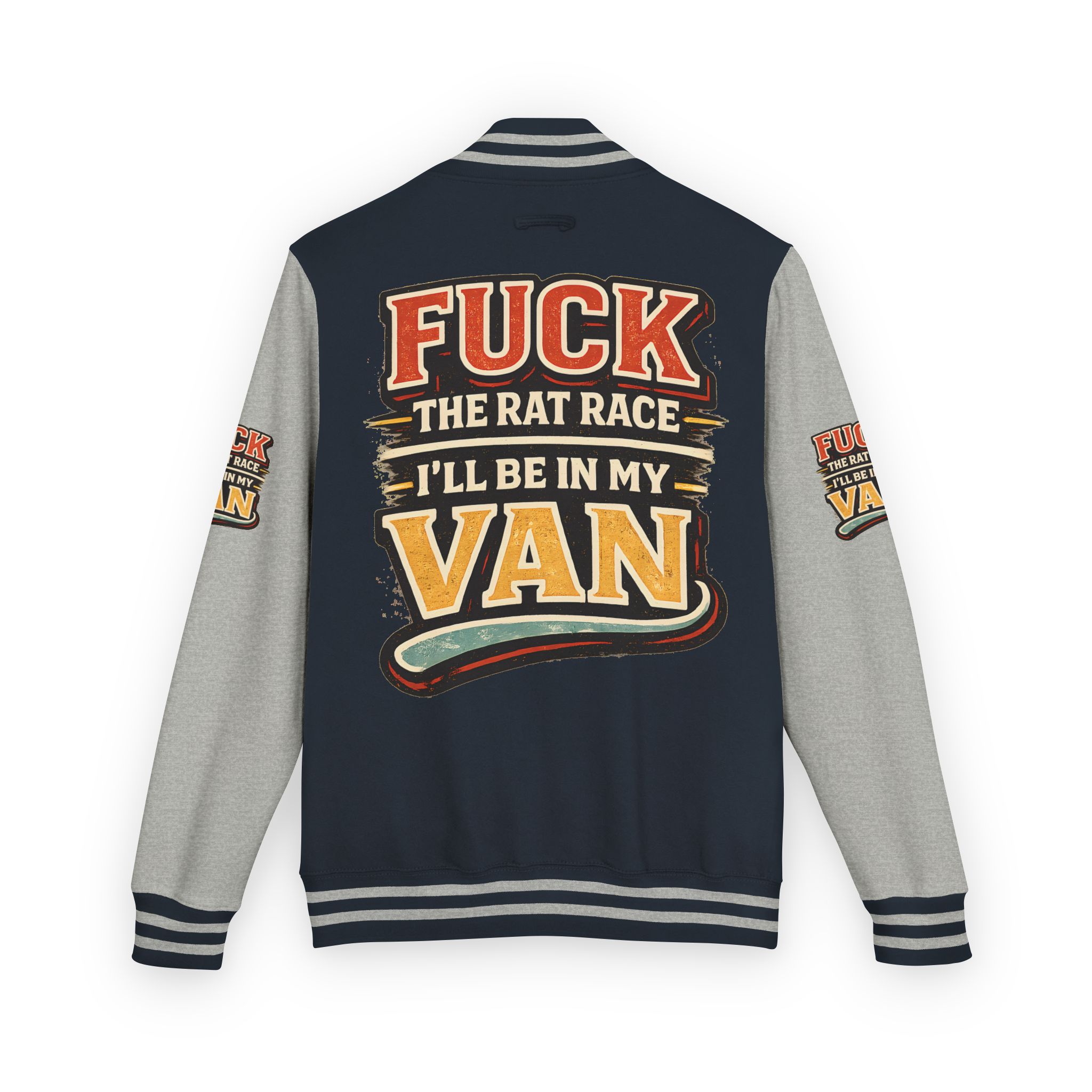 Unisex Heavyweight Letterman Jacket — "Fuck The Rat Race" Design F**K-Line