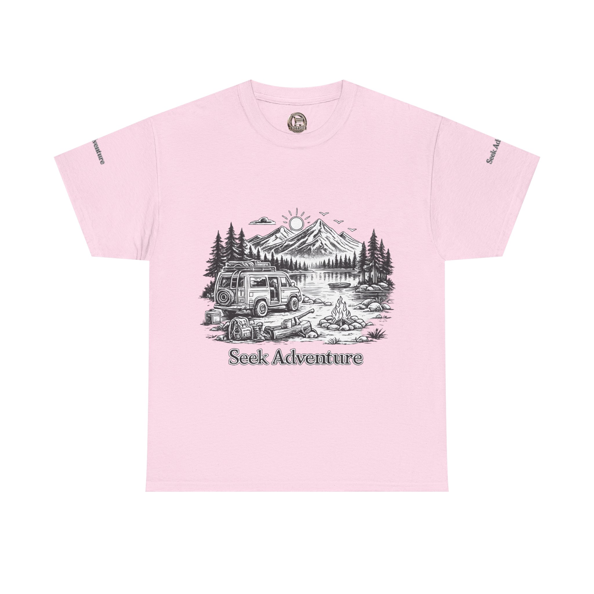 11230375517363637912_2048.jpeg Unisex Heavy Cotton Tee — "Seek Adventure" Design Minimal-Line