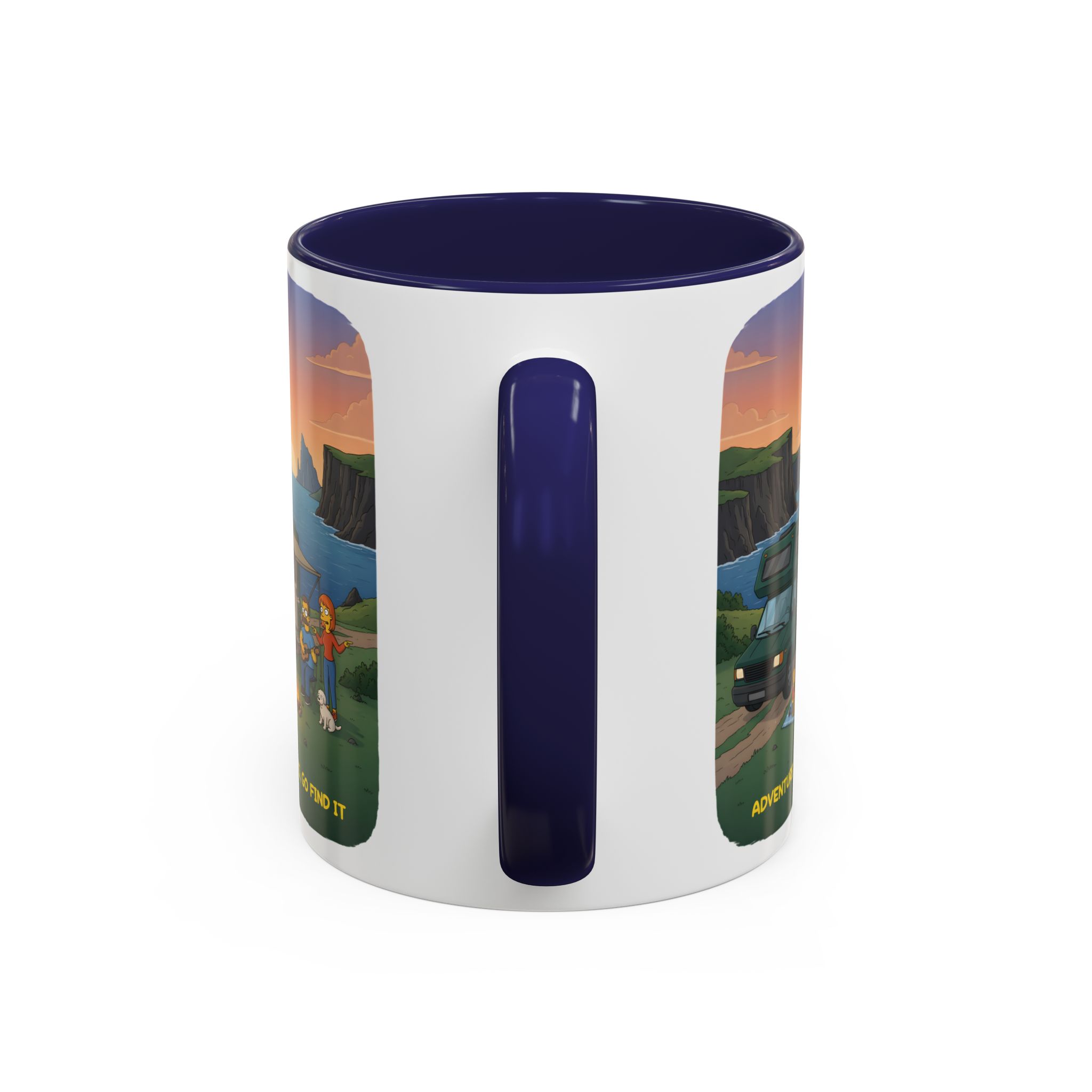 Accent Coffee Mug (11, 15oz) — "Adventure Awaits-Go Find It"" Design Sitcom-Line