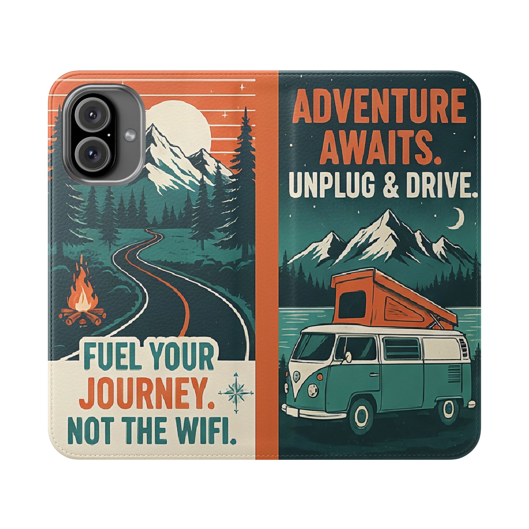 Flip Phone Case — "Adventure Awaits, Fuel Your Journey, Not the WiFi" Wallet Cover