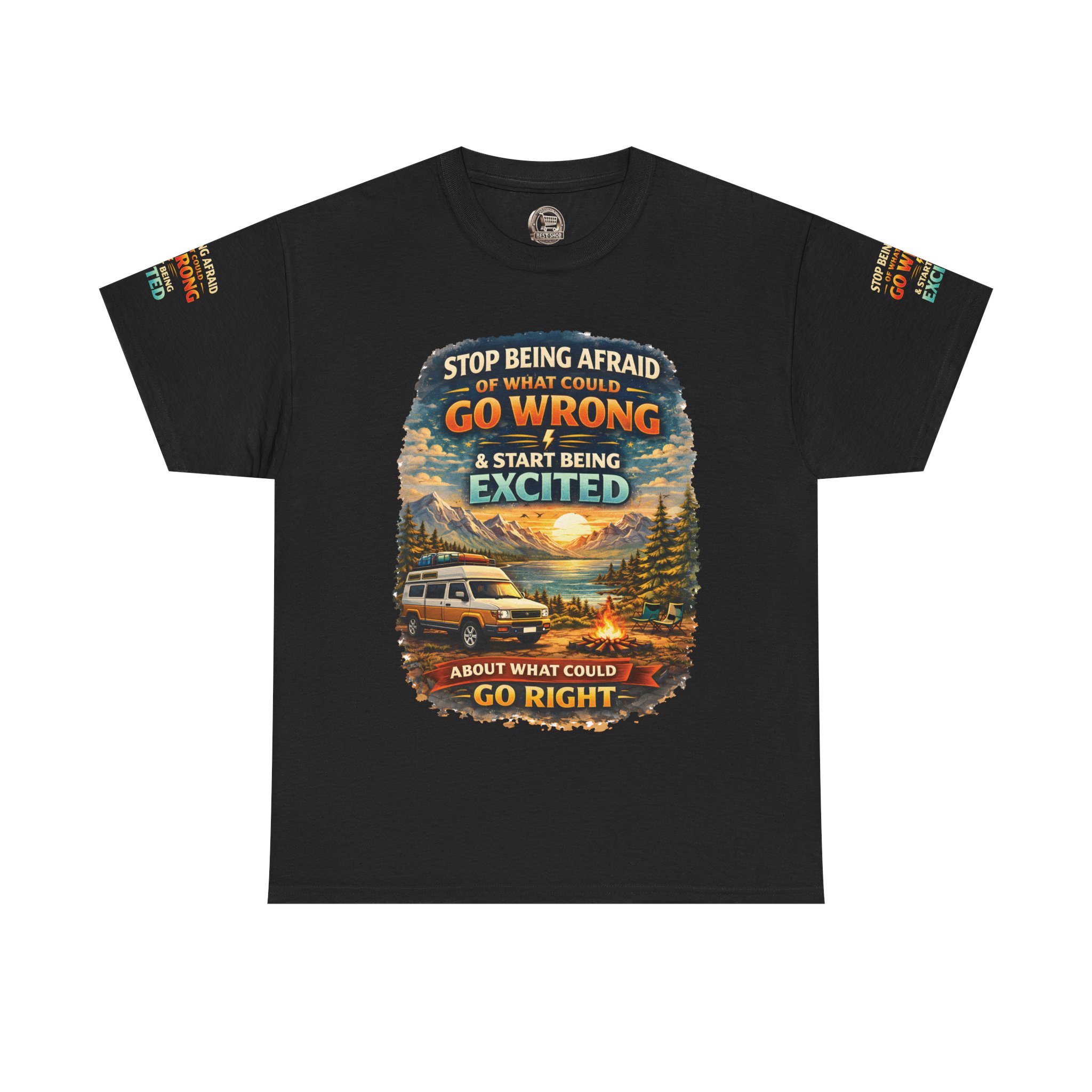 11240596919814192839_2048.jpeg Unisex Heavy Cotton Tee — "Stop Being Afraid Of What Could Go Wrong" Design Scenic-Line